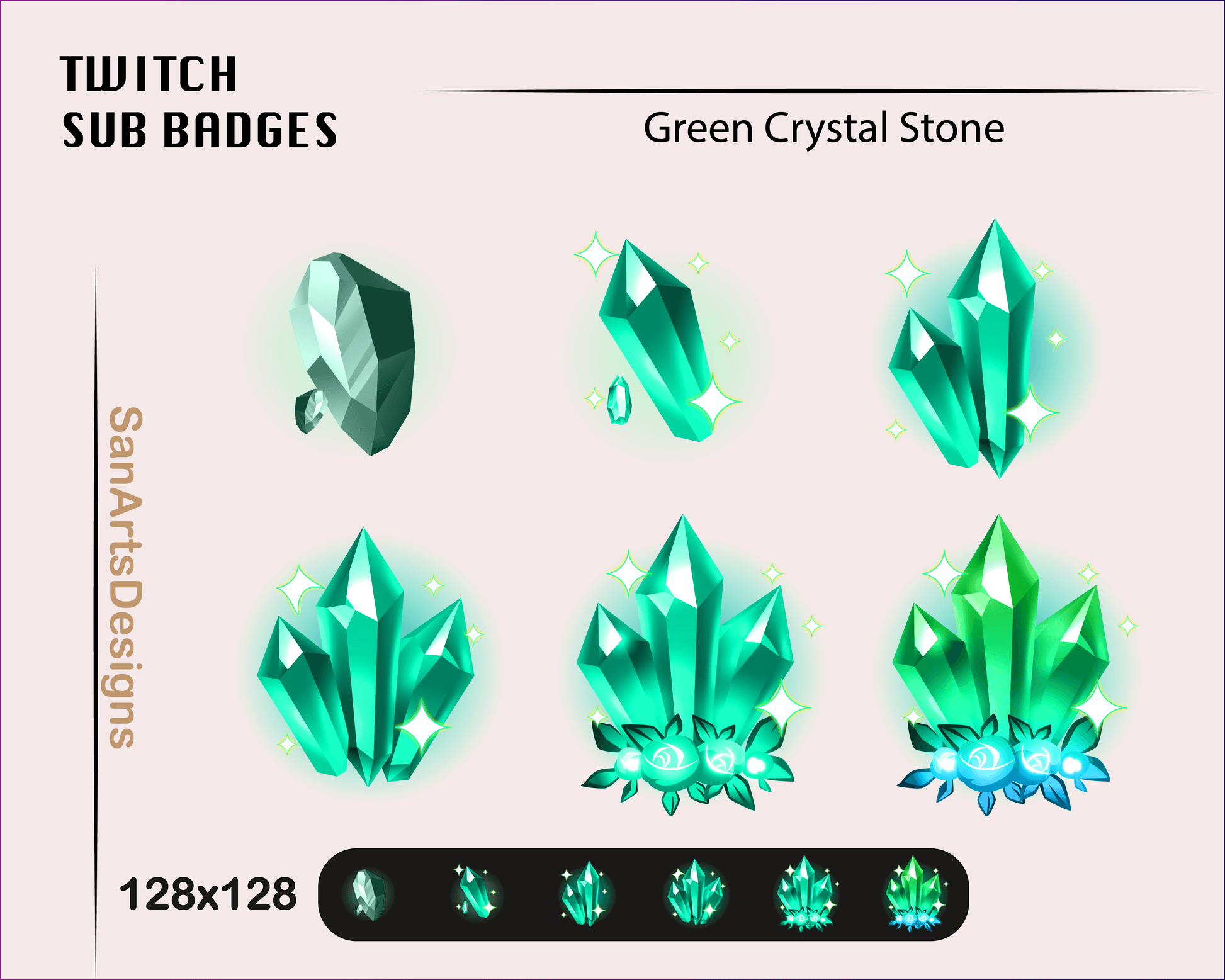 Crystal Stone Twitch Sub Badges - Badges - Stream K-Arts