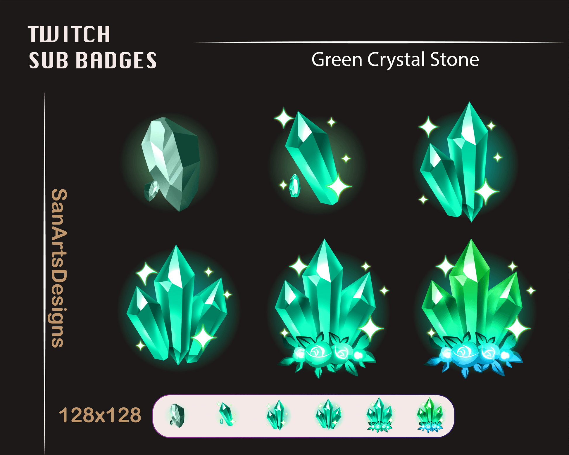 Crystal Stone Twitch Sub Badges - Badges - Stream K-Arts
