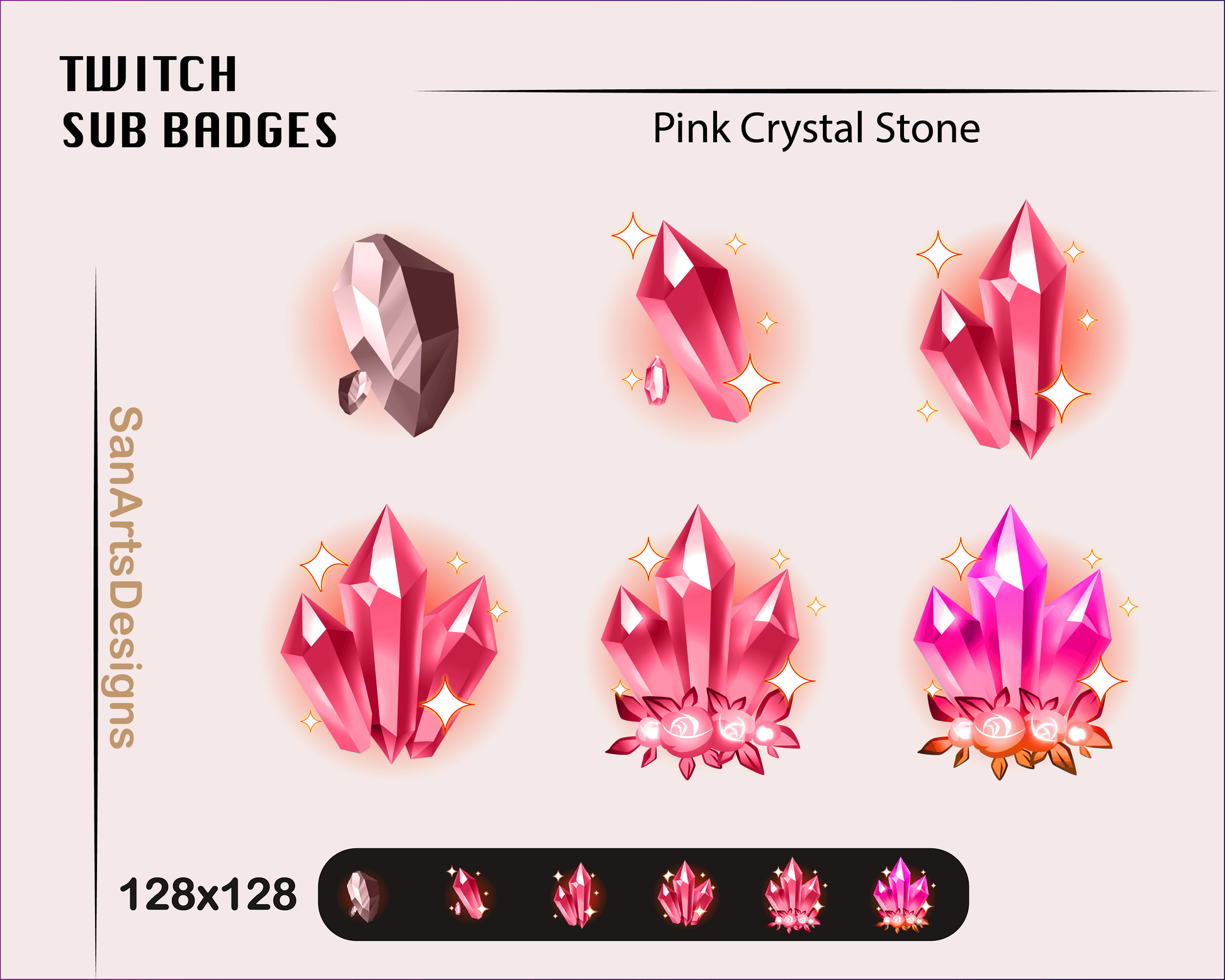 Crystal Stone Twitch Sub Badges - Badges - Stream K-Arts