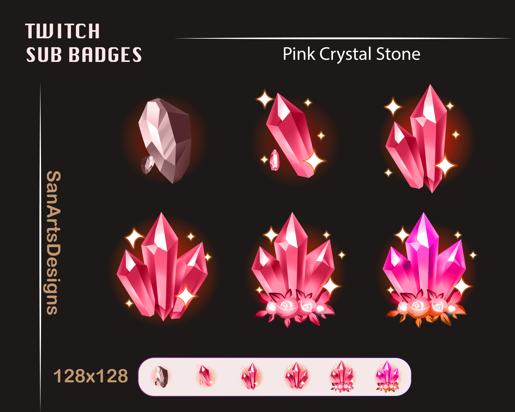 Crystal Stone Twitch Sub Badges - Badges - Stream K-Arts