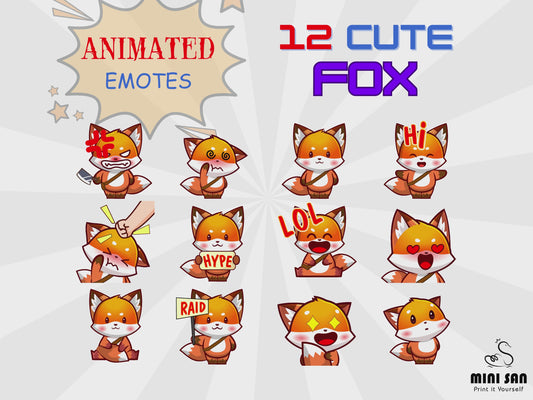 12 Animated Fox Emotes for Twitch, Discord