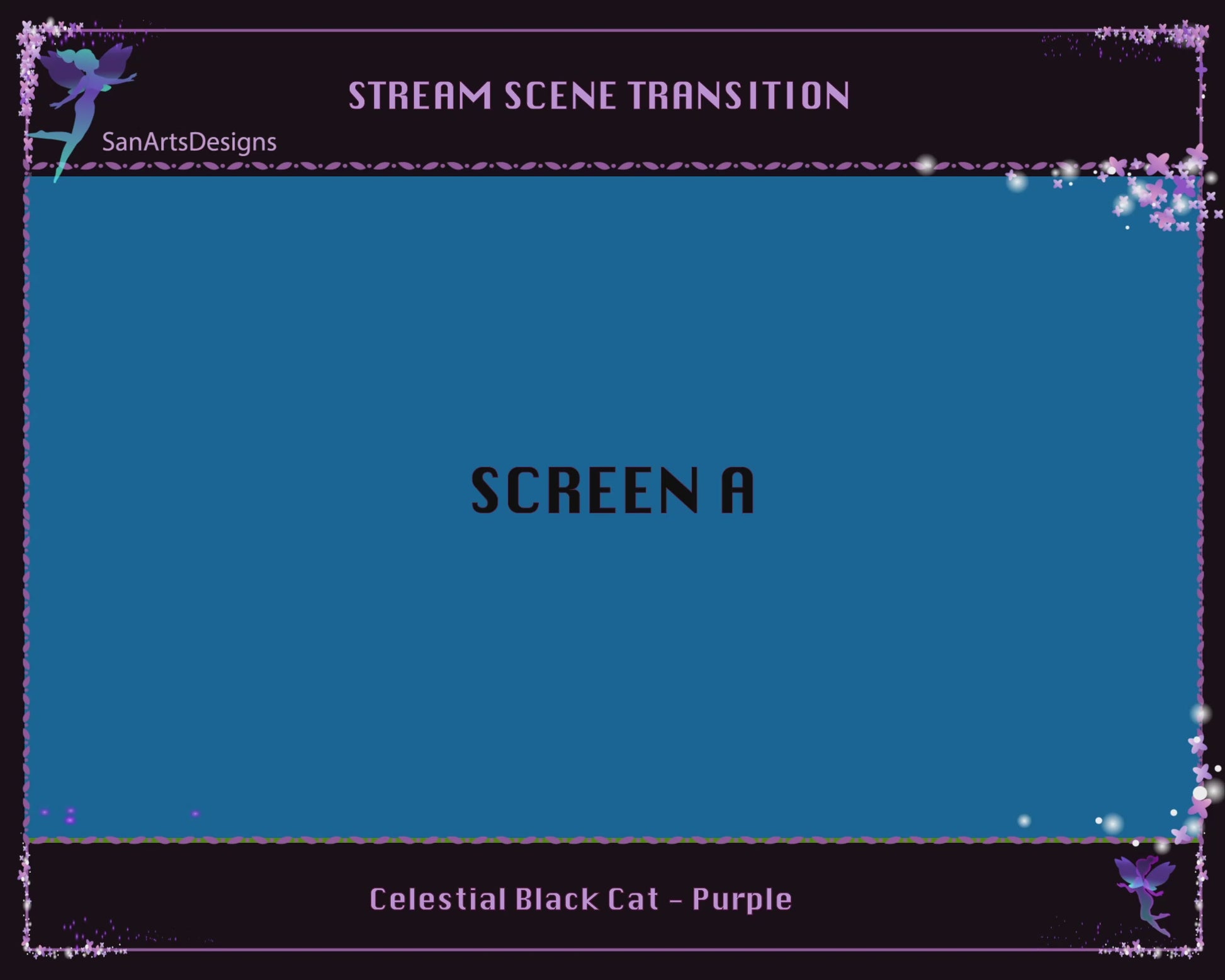 Purple Celestial Black Cat Stream Scene Transition
