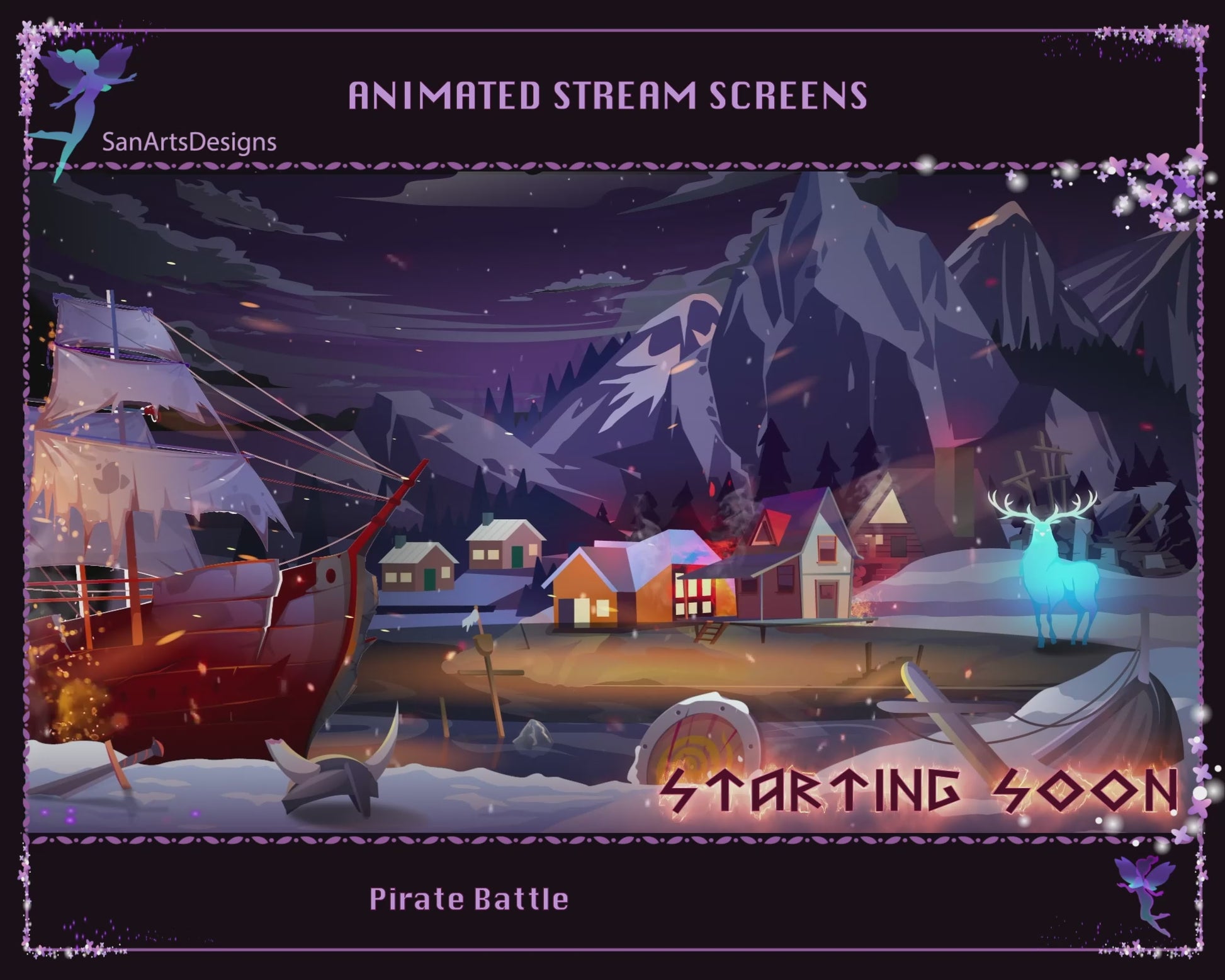 Animated Stream Scenes Pirate Battle