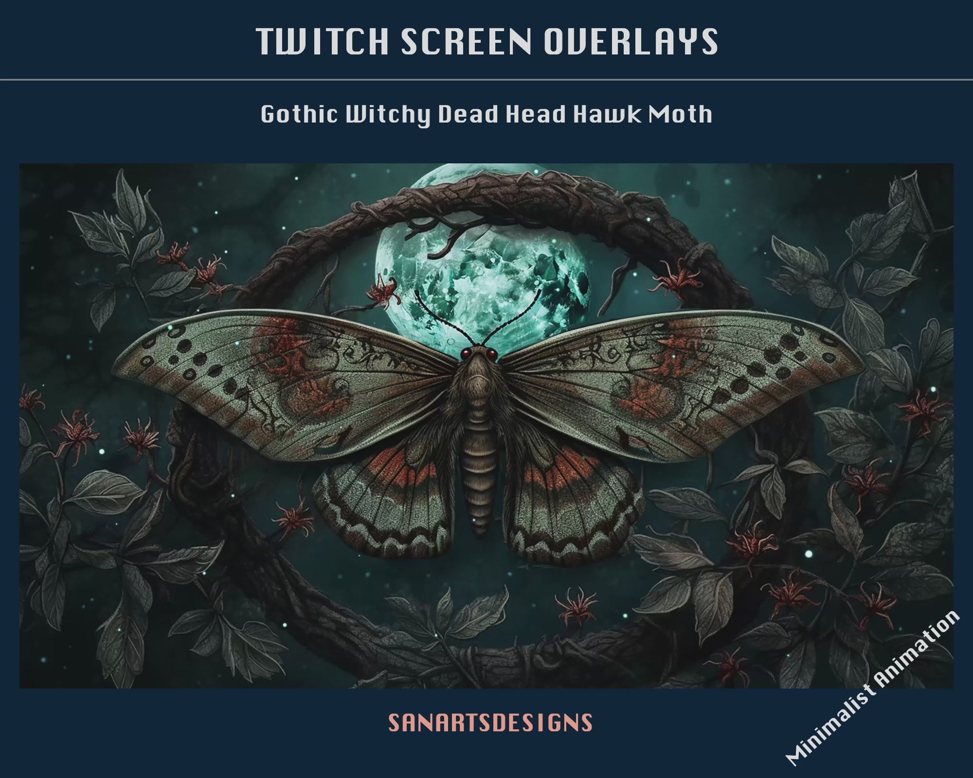 Animated Scenes Green Gothic Witchy Dead Head Hawk Moth
