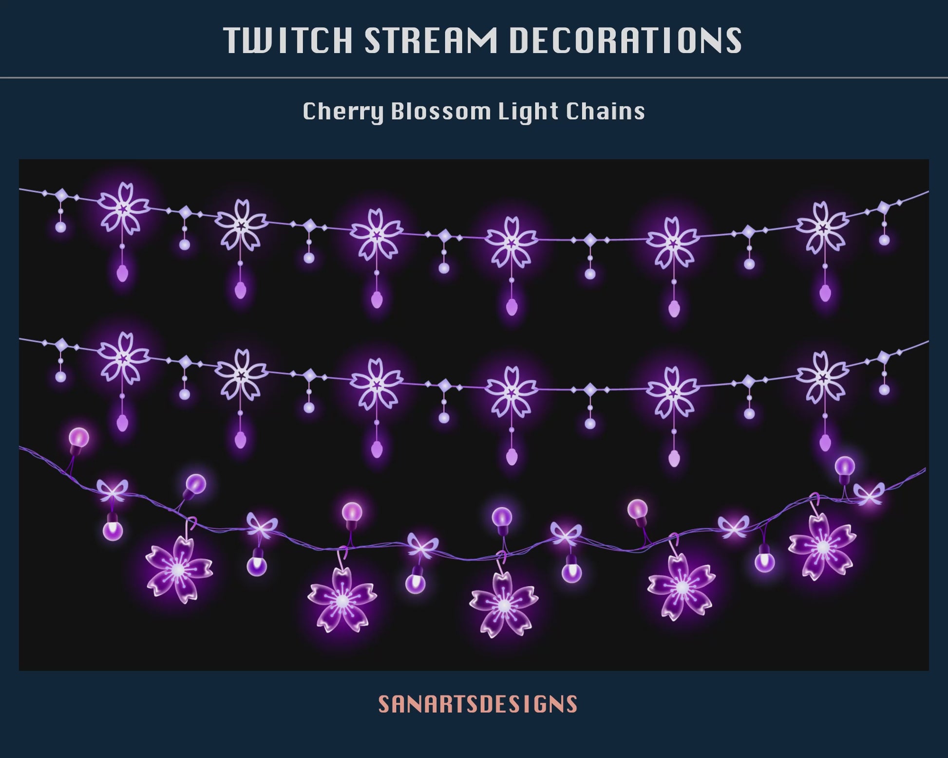 Sakura Light Chains Animated Stream Decorations