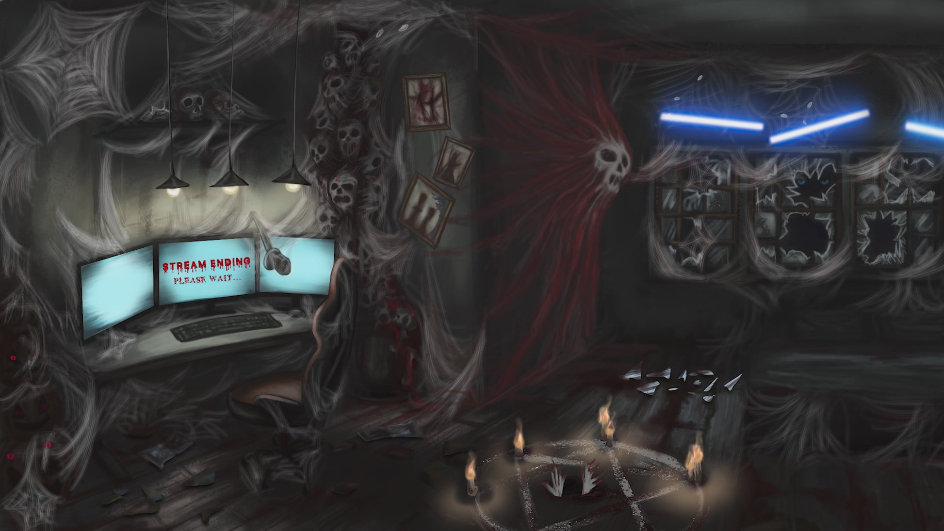 Animated Stream Screen Overlays Haunted PC Room