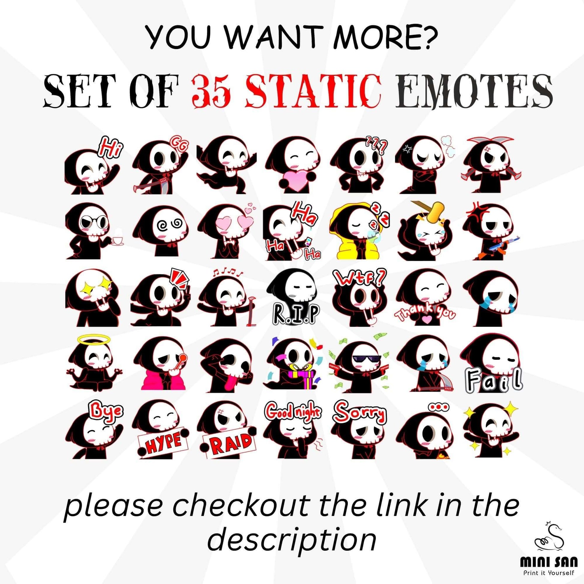 12 Animated Funny Reaper Emotes Pack - Animated Emotes - Stream K-Arts