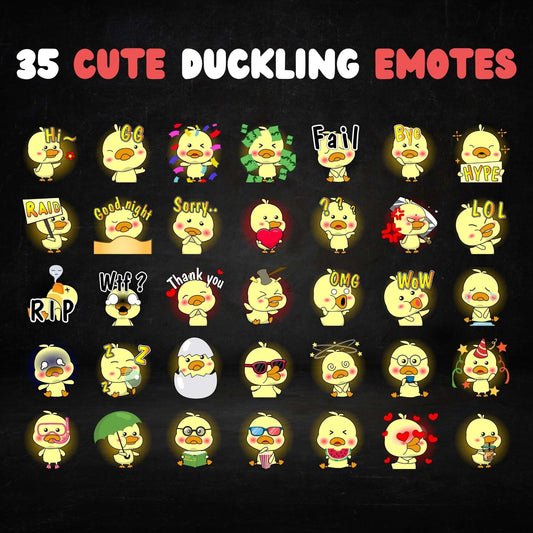 35 Cute Duckling Emotes Pack - Static Emotes - Stream K-Arts