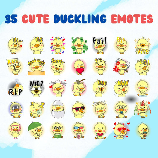 35 Cute Duckling Emotes Pack - Static Emotes - Stream K-Arts