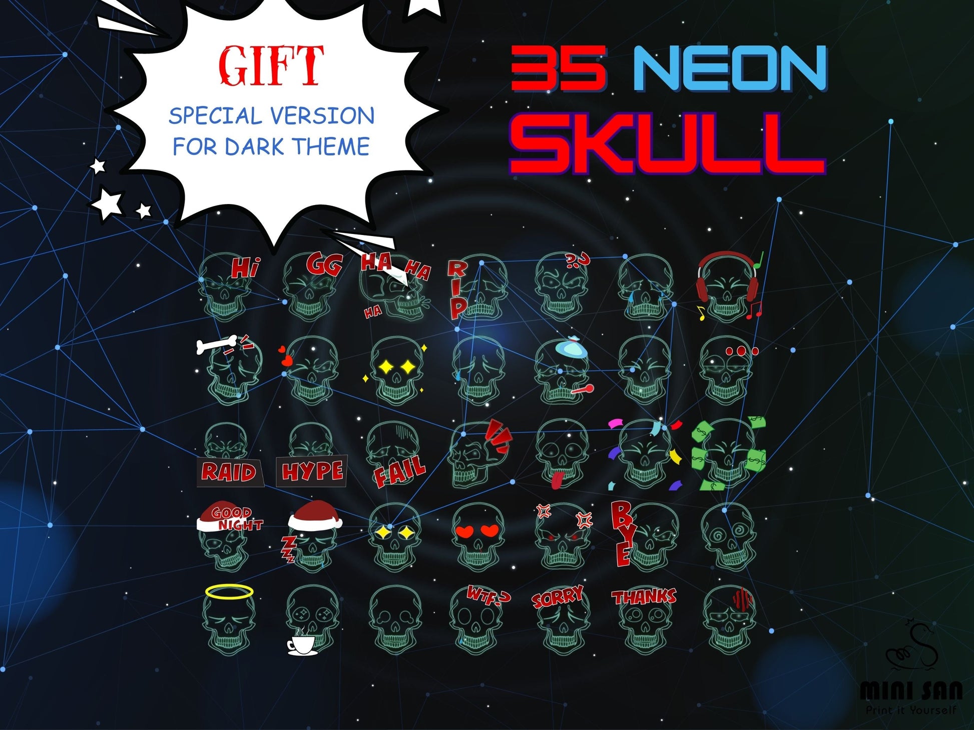 35 Funny Skull Emotes for Twitch, Discord - Static Emotes - Stream K-Arts