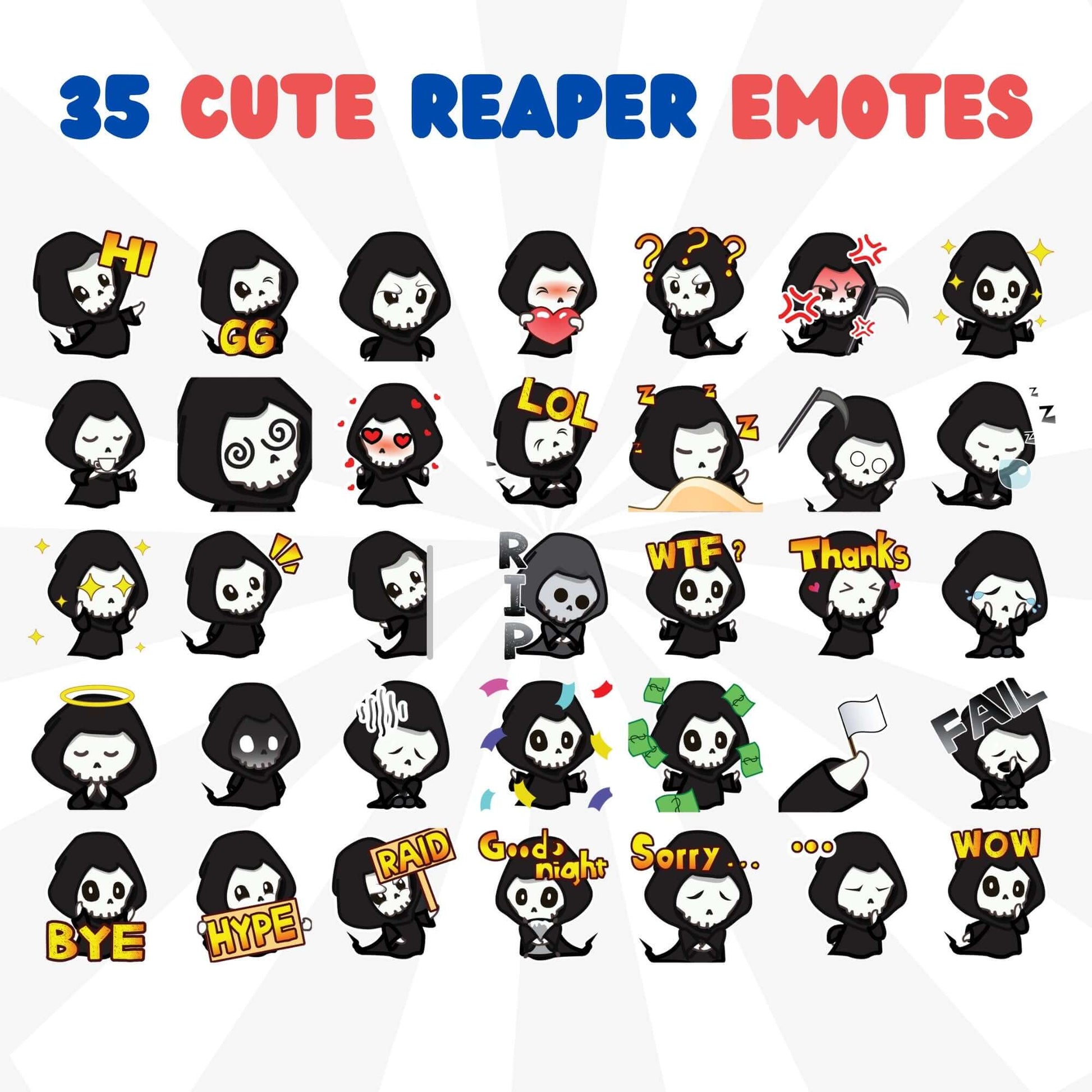 35 Grim Reaper Emotes Pack - Static Emotes - Stream K-Arts