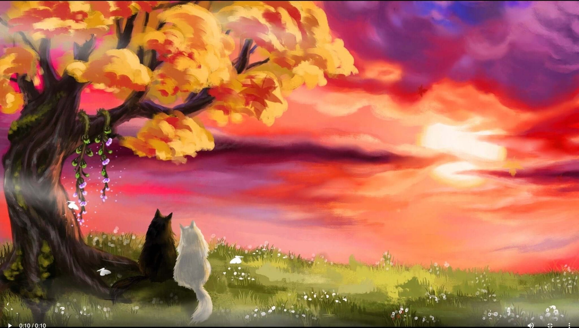 Animated Scenes Cats in Fall Sunset - Overlay - Stream K-Arts