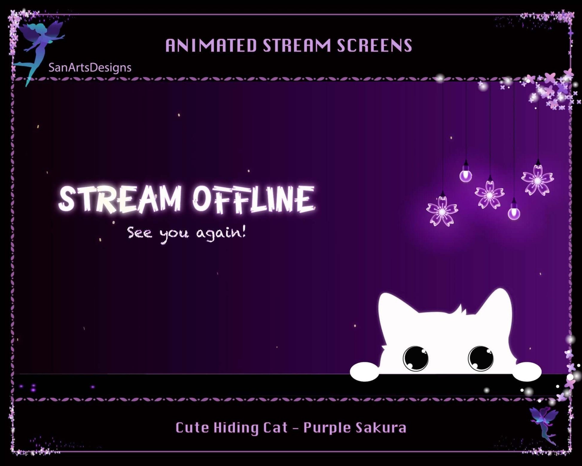 Animated Scenes Cute Hiding Cat - Overlay - Stream K-Arts