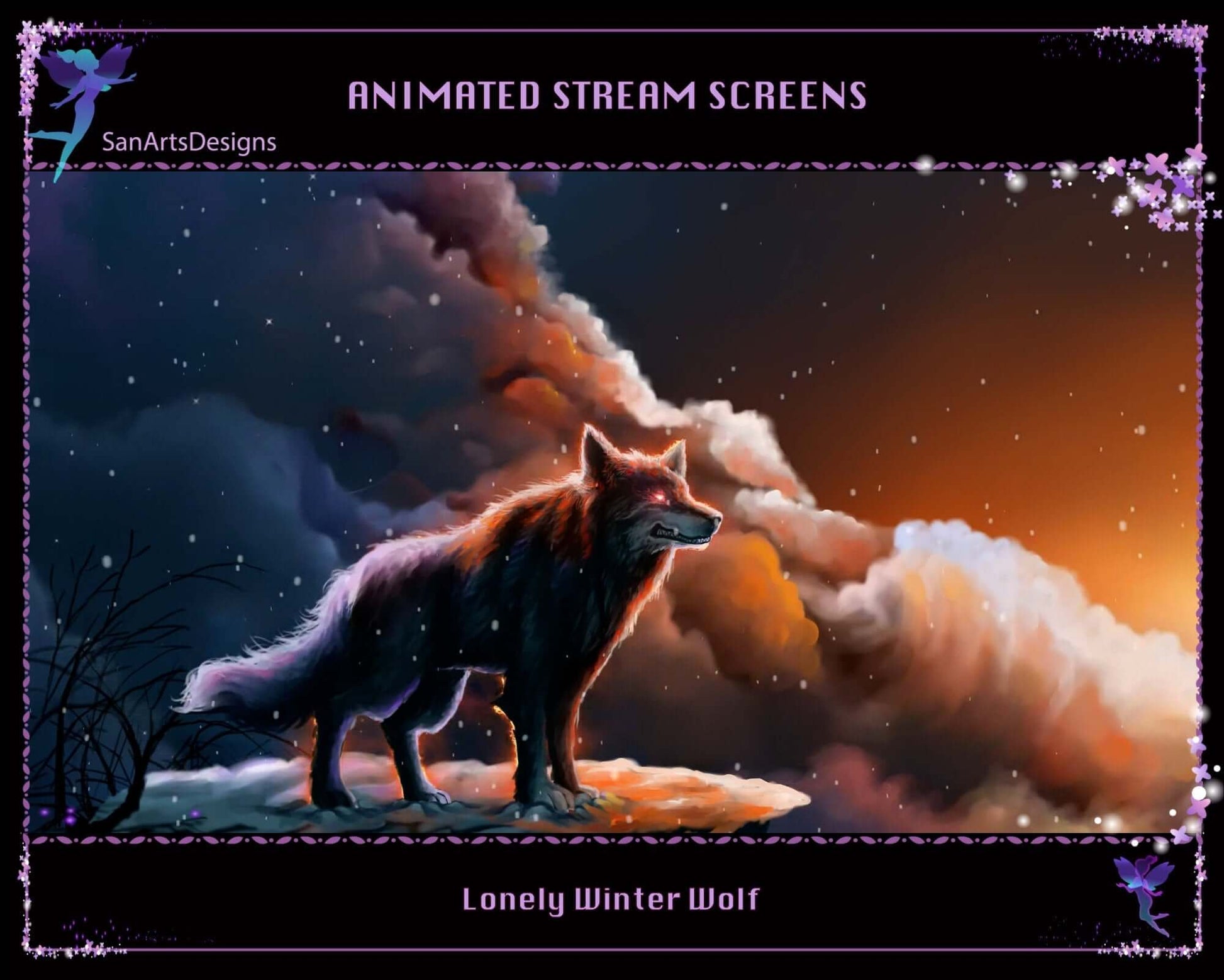 Animated Scenes Lonely Winter Wolf - Overlay - Stream K-Arts