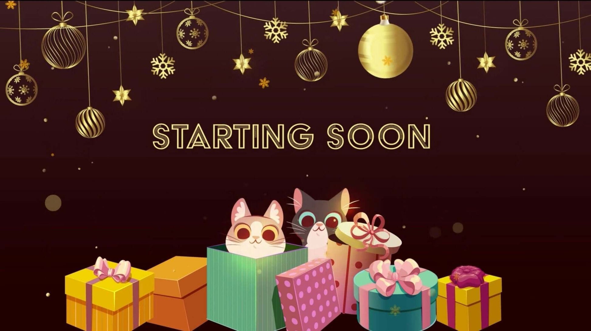 Animated Scenes Merry Christmas Cute Hiding Cats in Gift Boxes - Overlay - Stream K-Arts