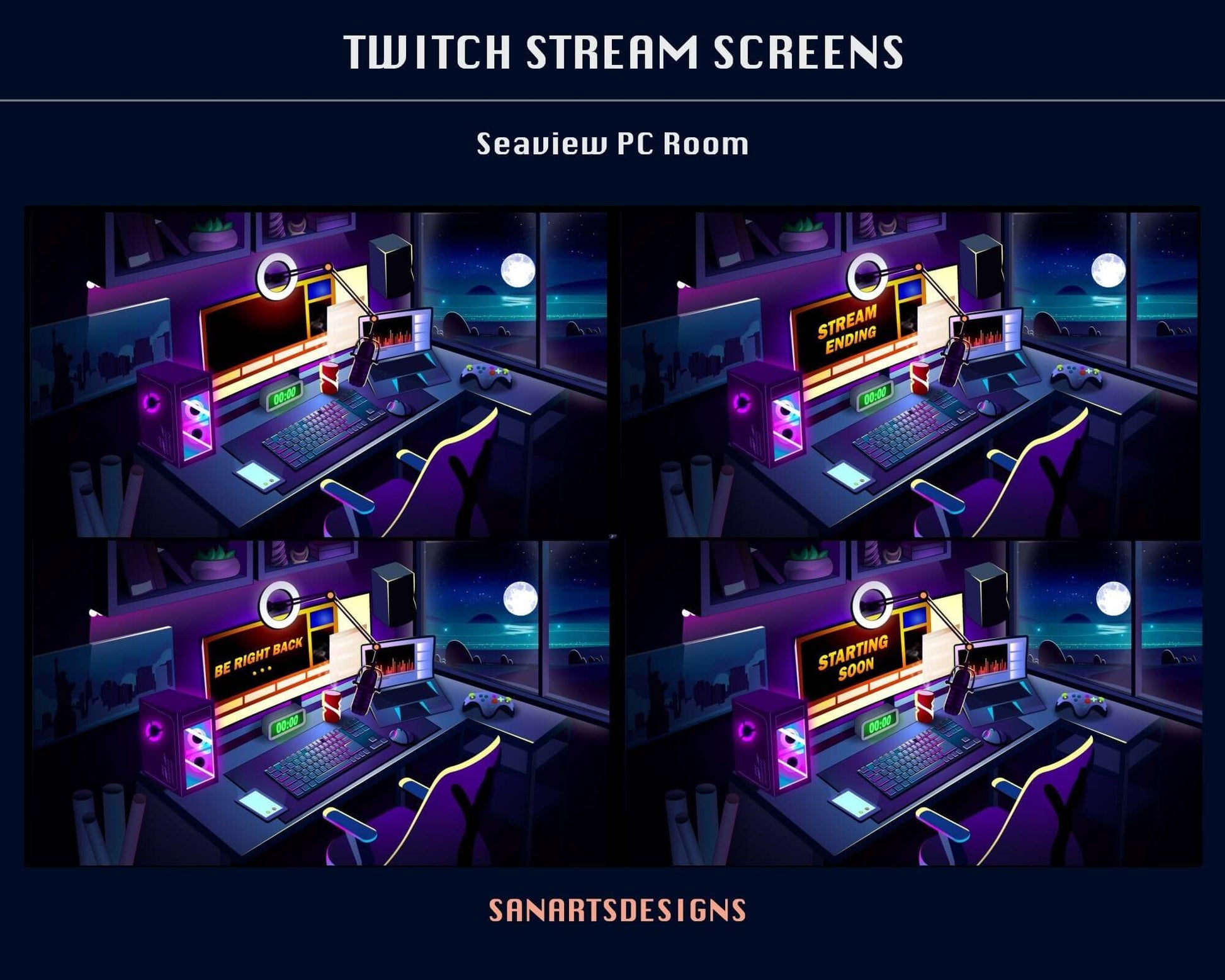 Animated Scenes Seaview PC Set-up Room - Overlay - Stream K-Arts