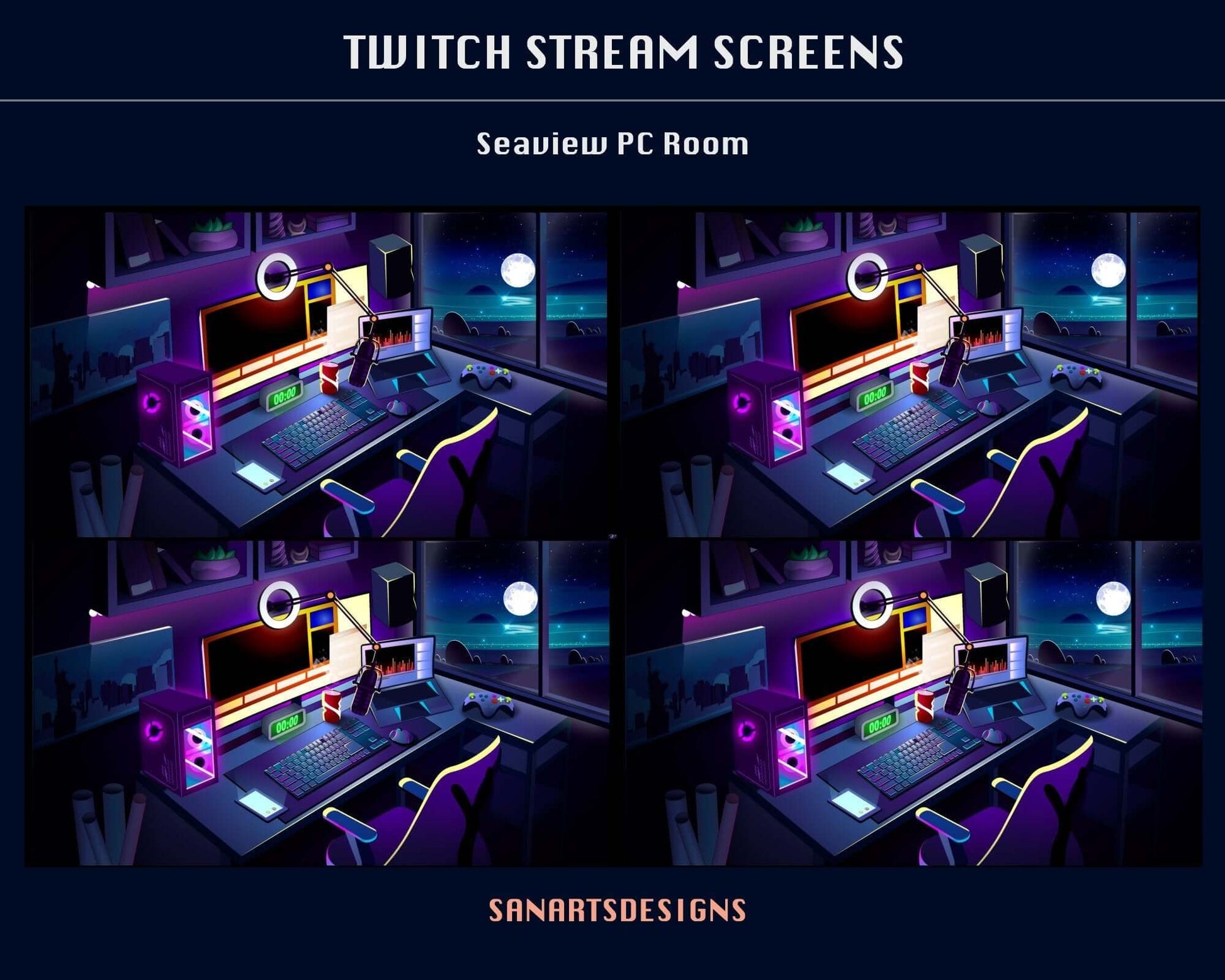 Animated Scenes Seaview PC Set-up Room - Overlay - Stream K-Arts