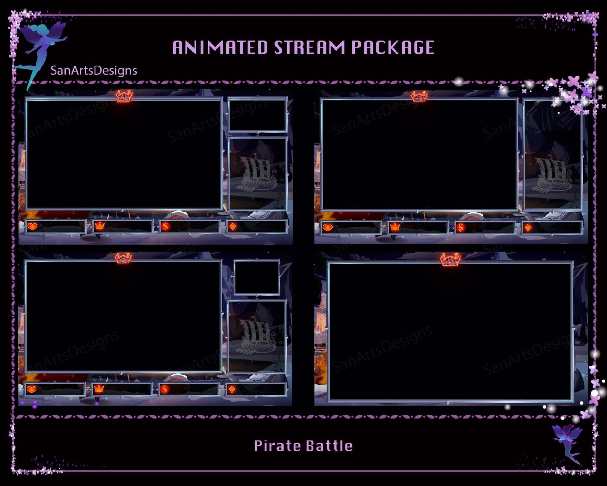 Animated Stream Bundle Pirate Battle - Package - Stream K-Arts