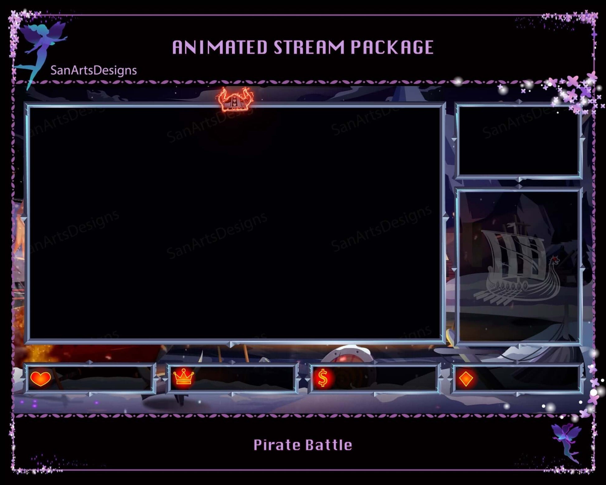 Animated Stream Bundle Pirate Battle - Package - Stream K-Arts