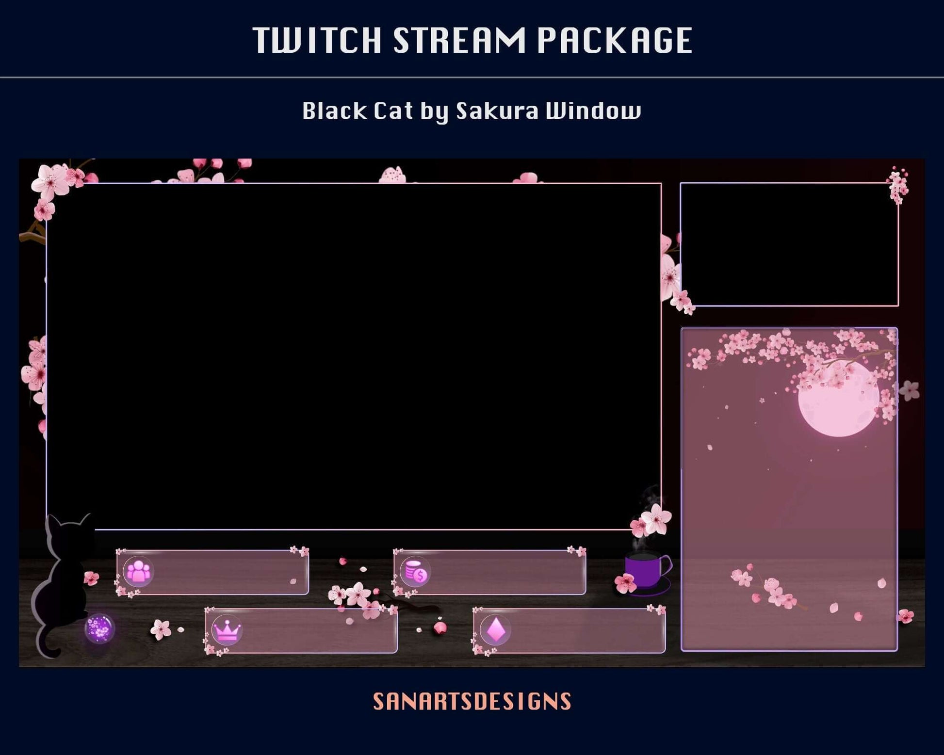 Animated Stream Package Black Cat by Sakura Window - Package - Stream K-Arts