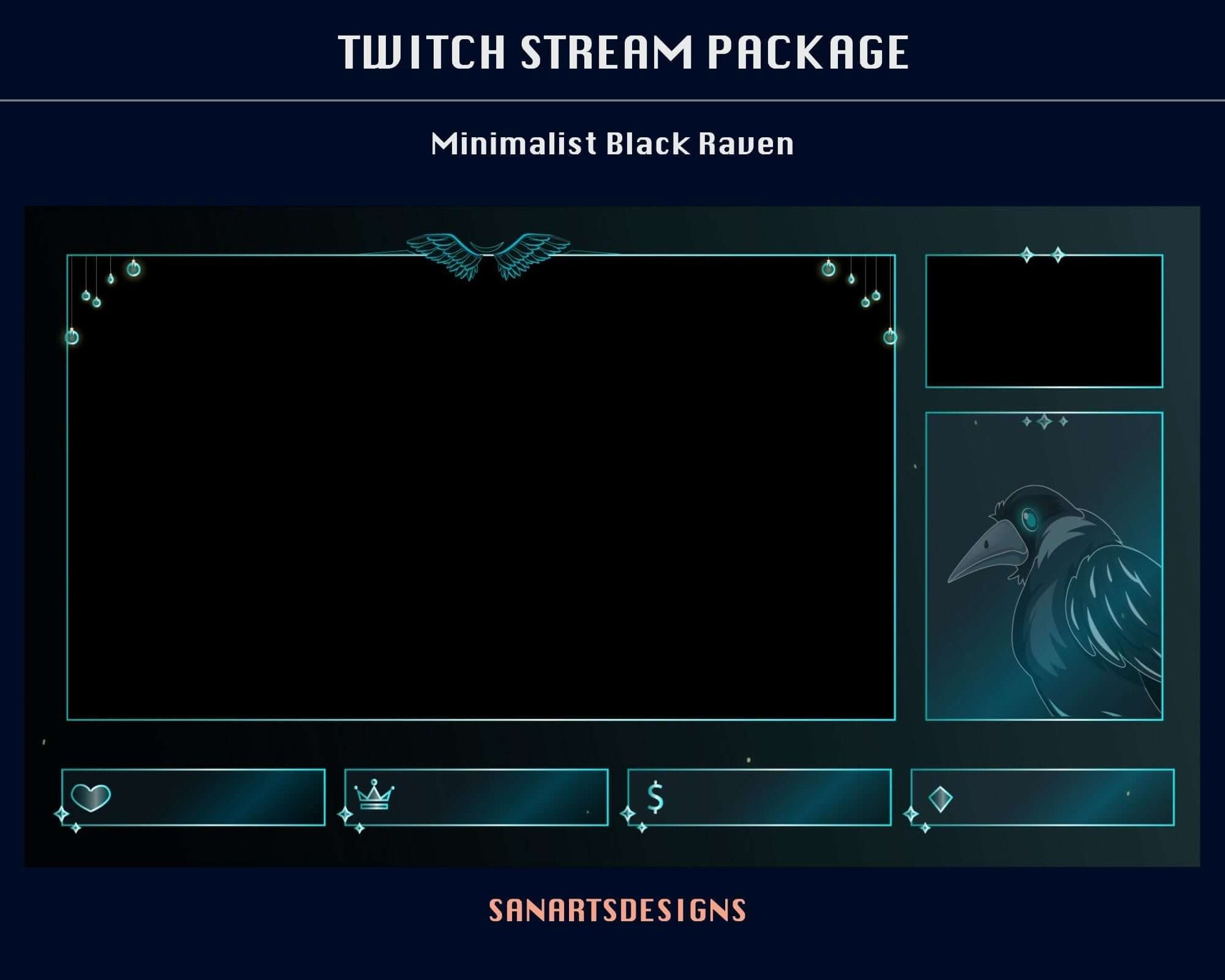 Animated Stream Package Black Raven - Package - Stream K-Arts