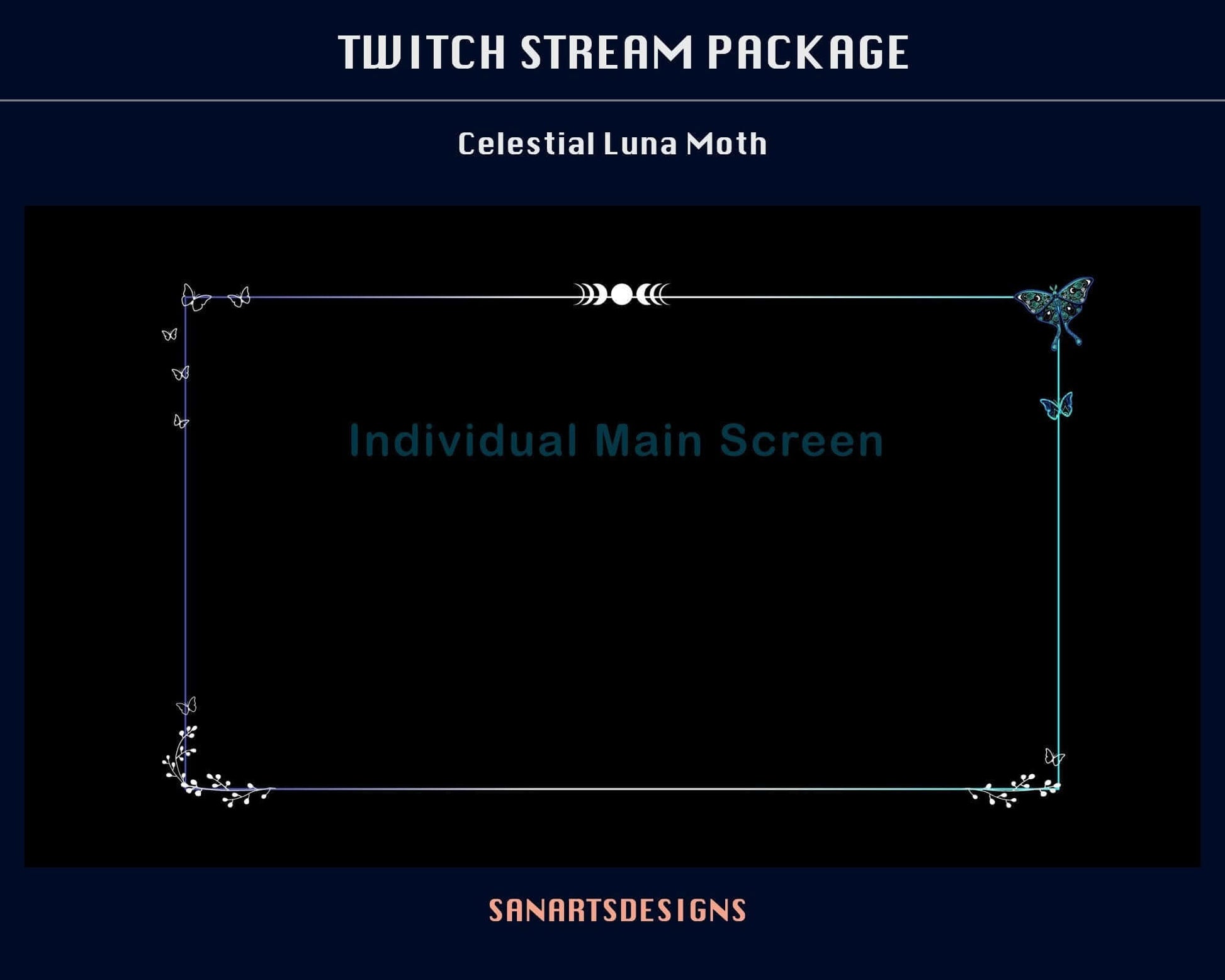 Animated Stream Package Celestial Luna Moth - Package - Stream K-Arts