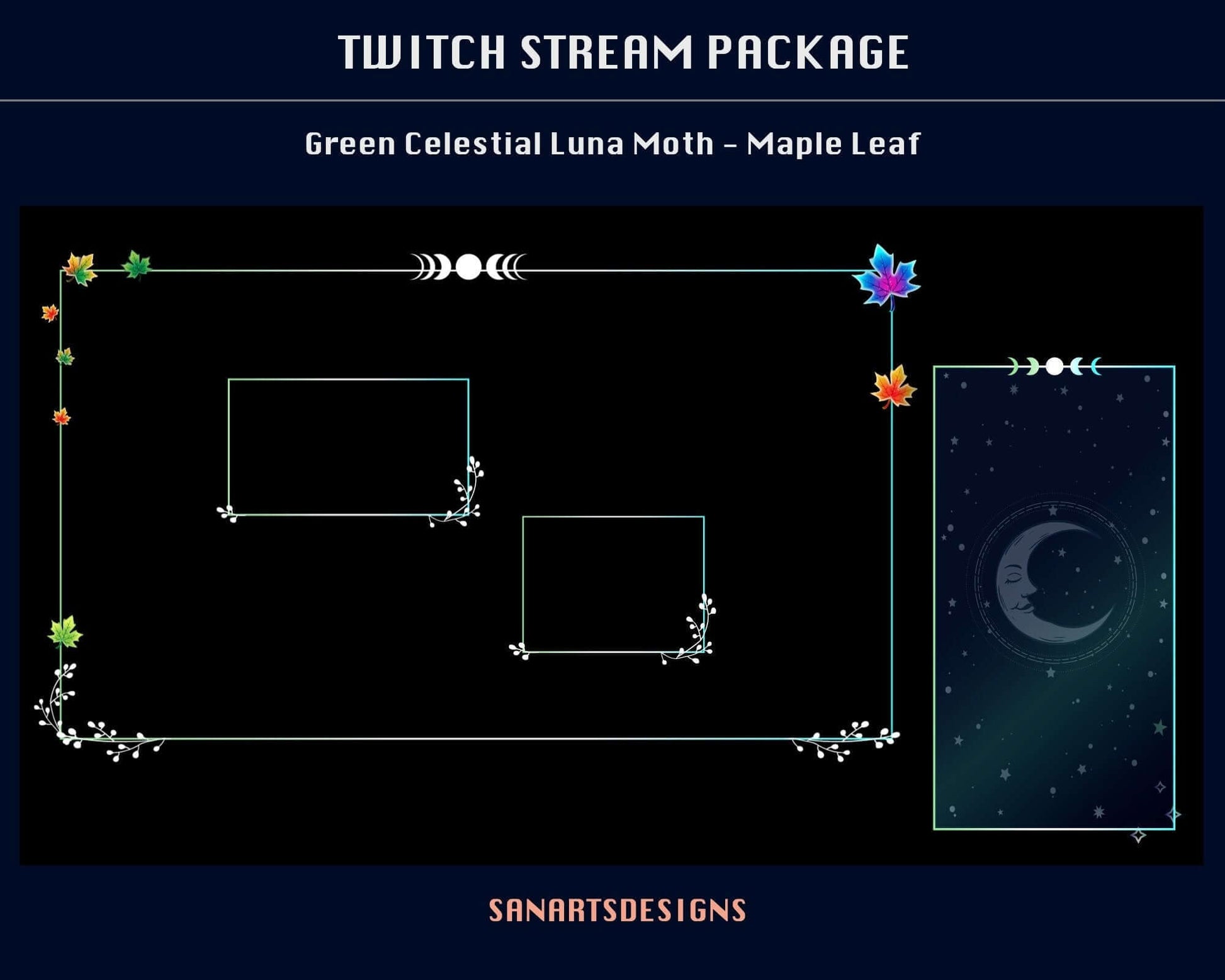 Animated Stream Package Celestial Luna Moth Maple Leaf - Package - Stream K-Arts