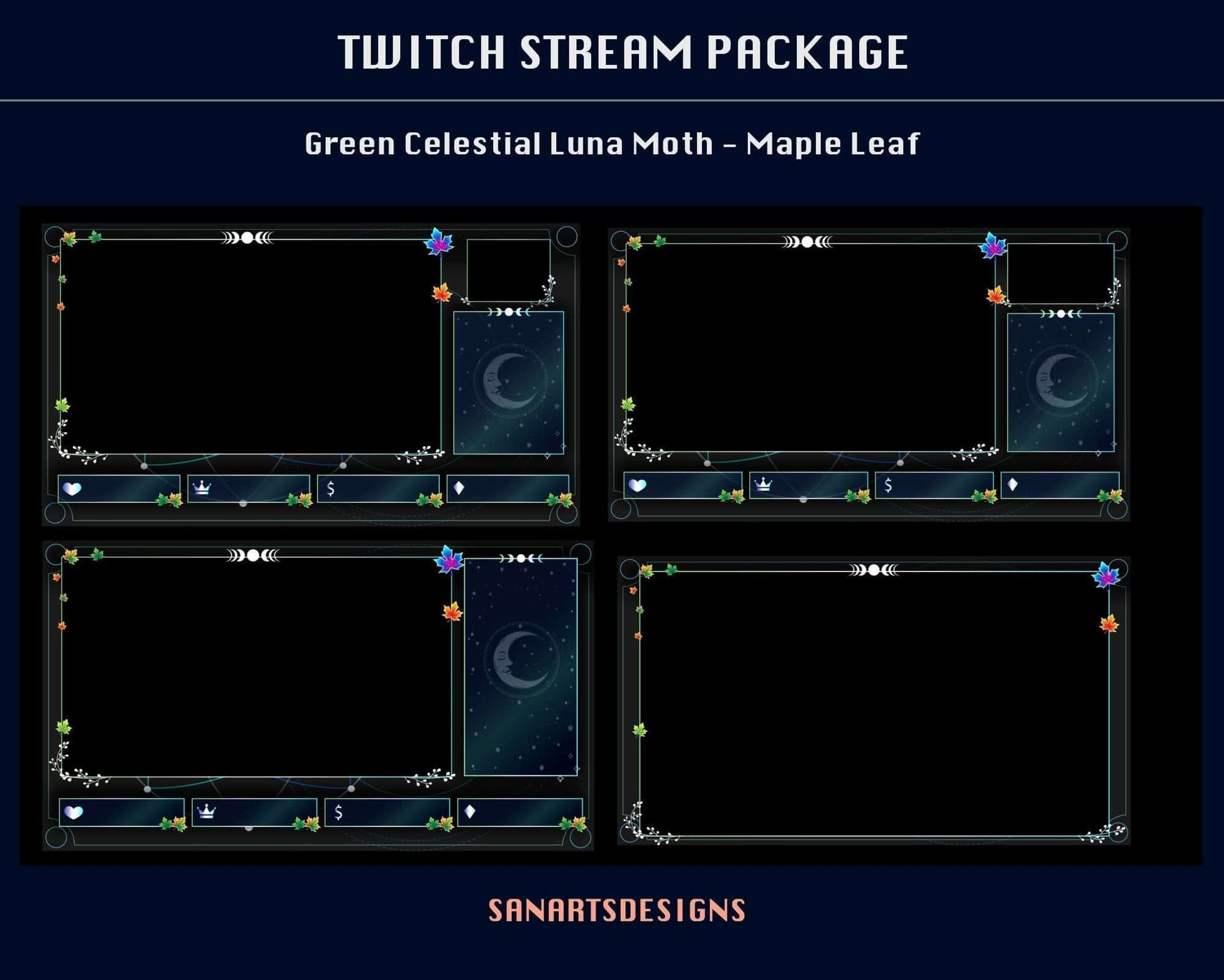 Animated Stream Package Celestial Luna Moth Maple Leaf - Package - Stream K-Arts