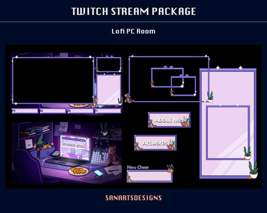 Animated Stream Package Lofi PC Desk - Package - Stream K-Arts