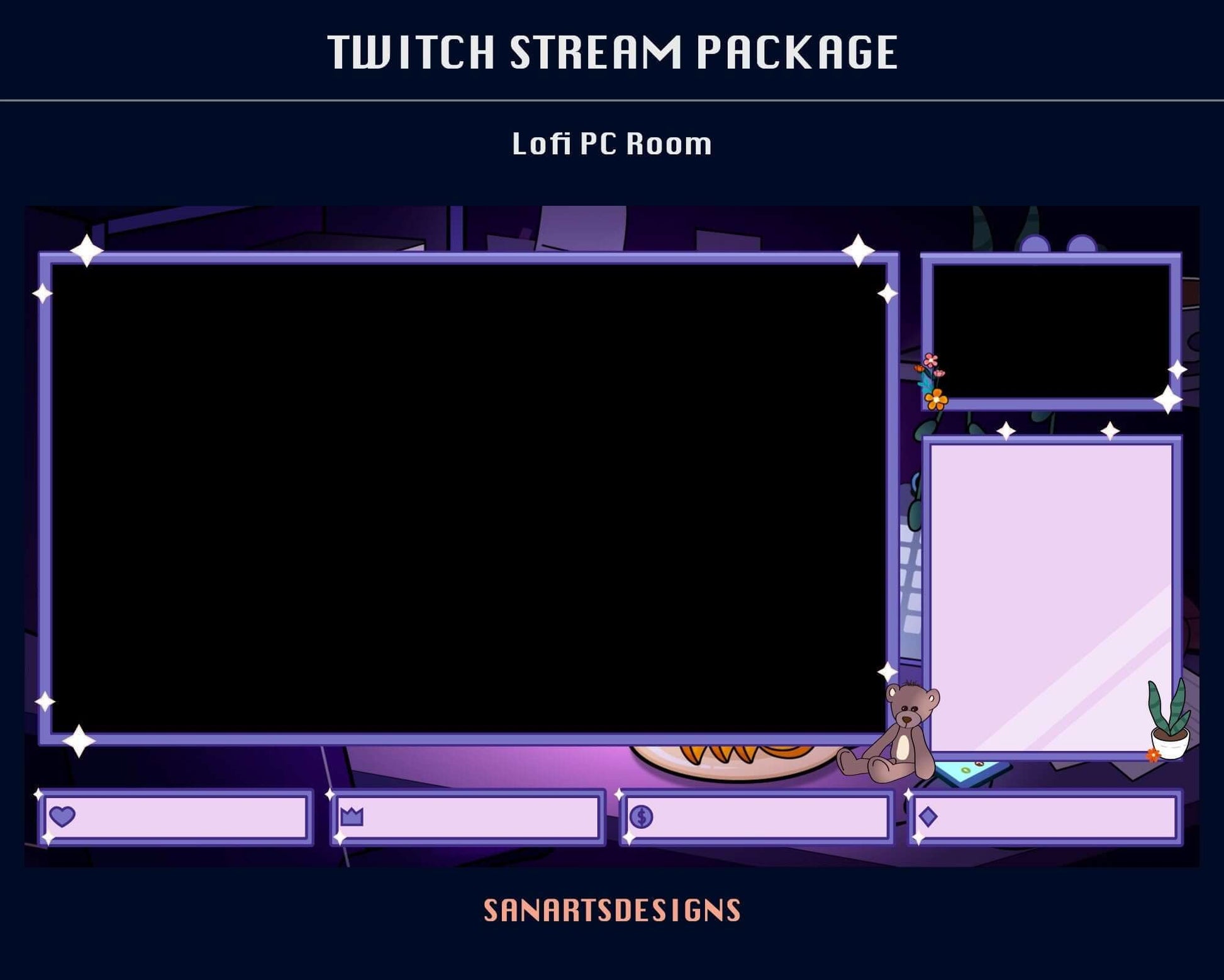 Animated Stream Package Lofi PC Desk - Package - Stream K-Arts