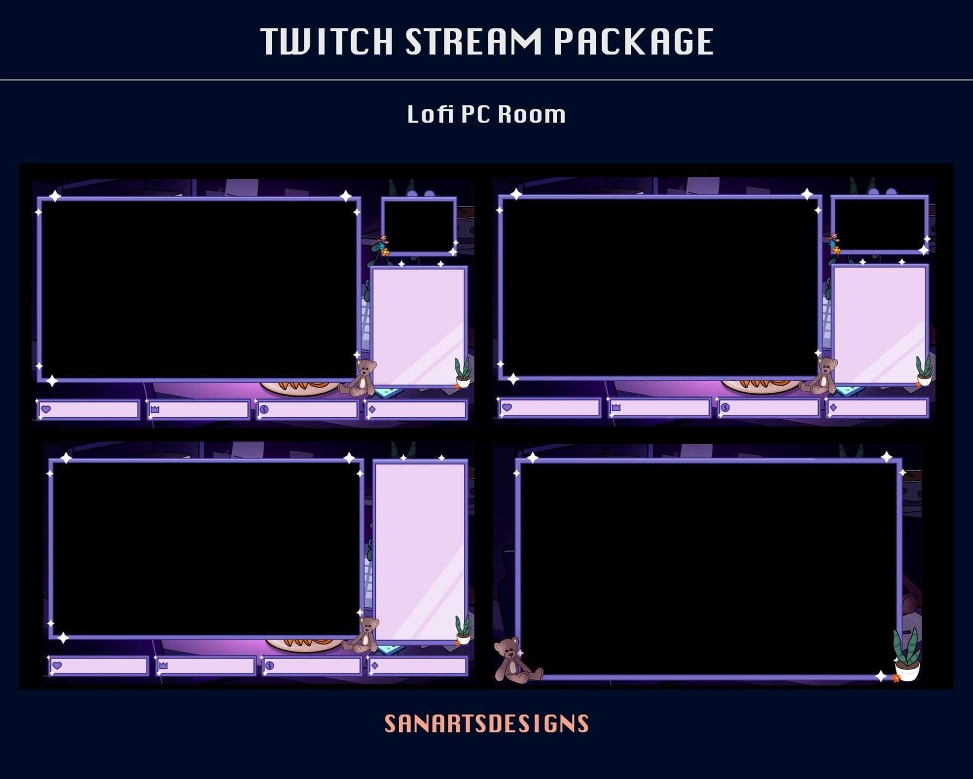 Animated Stream Package Lofi PC Desk - Package - Stream K-Arts