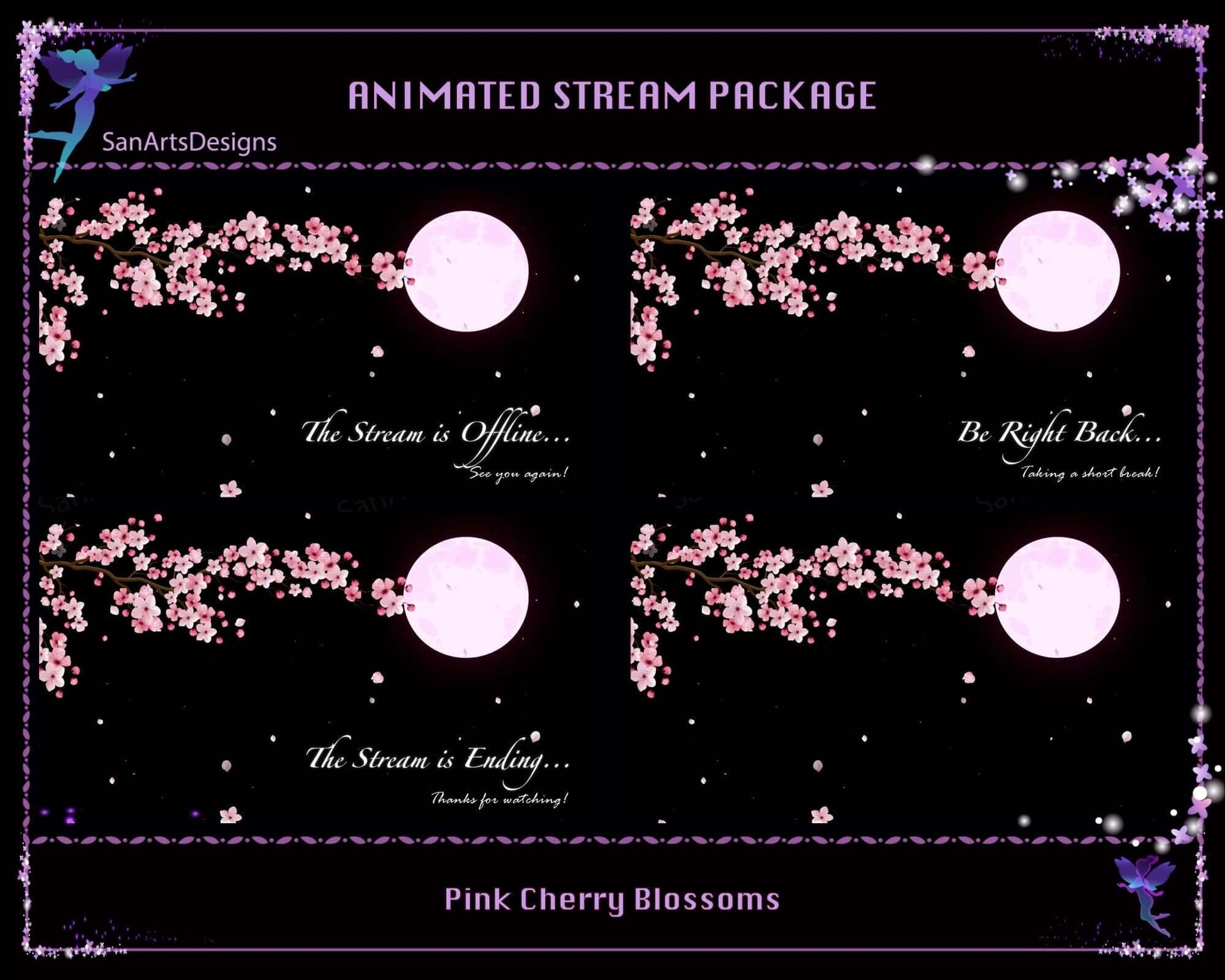 Animated Stream Package Pink Sakura - Package - Stream K-Arts