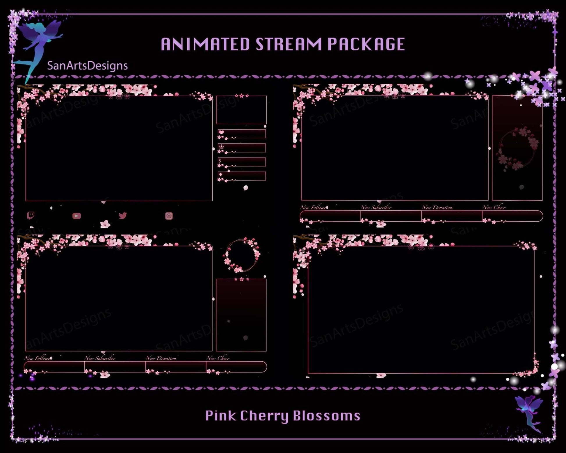 Animated Stream Package Pink Sakura - Package - Stream K-Arts