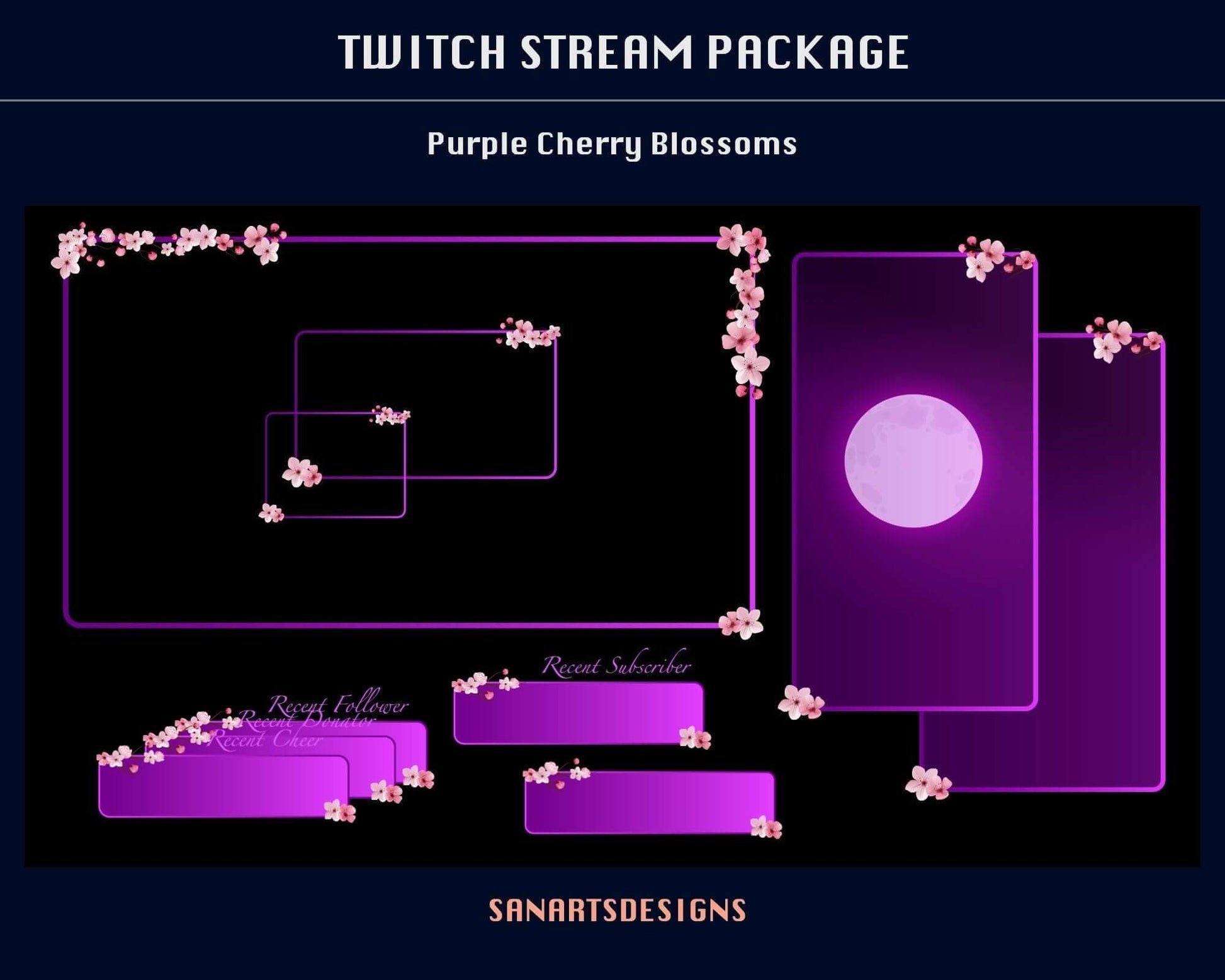 Animated Stream Package Purple Cherry Blossom - Package - Stream K-Arts