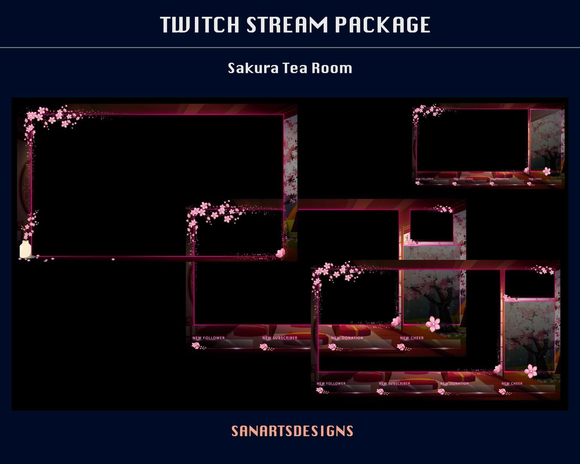 Animated Stream Package Sakura Tea Room - Package - Stream K-Arts