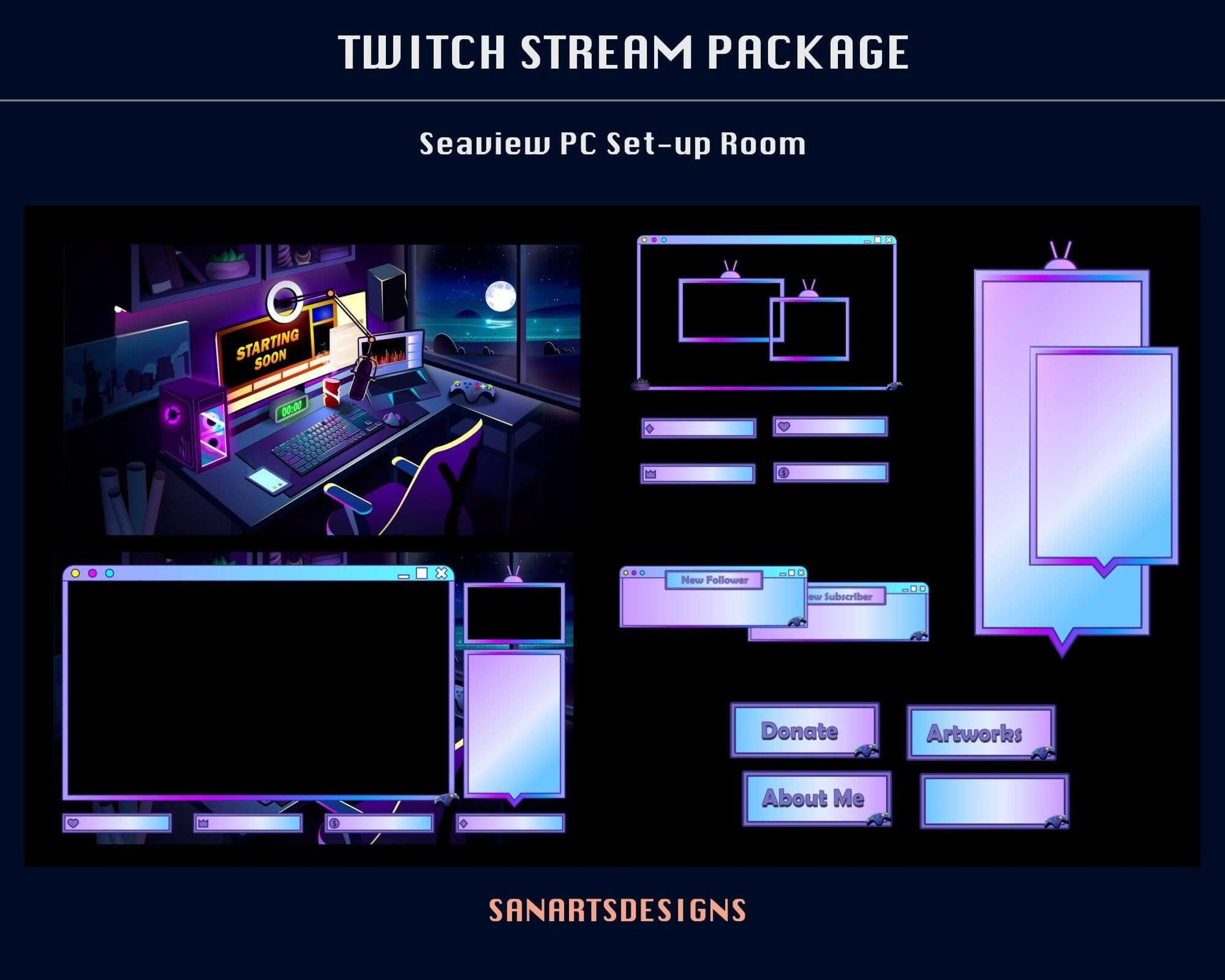 Animated Stream Package Seaview PC Set-up Room - Package - Stream K-Arts