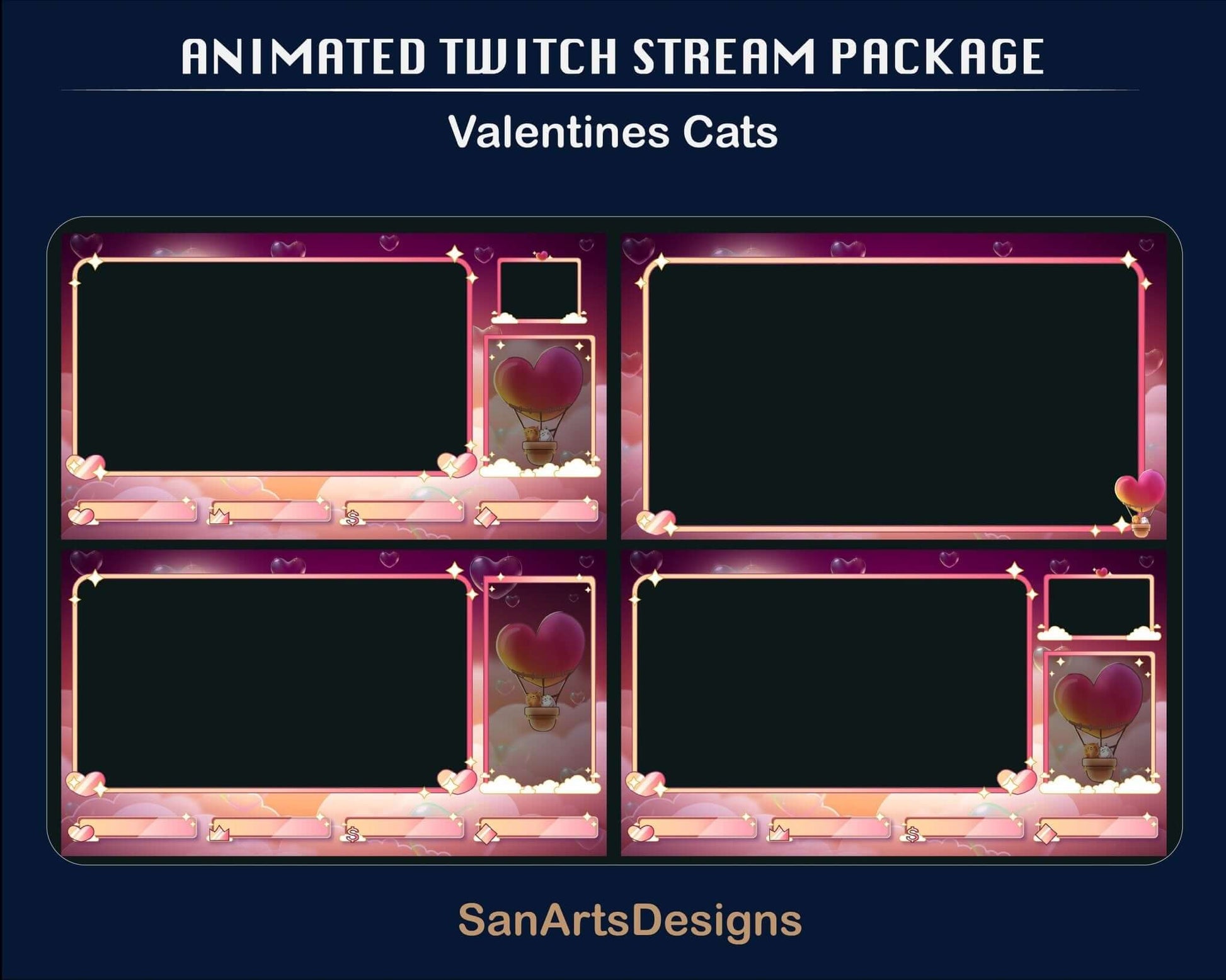 Animated Stream Package Valentines Cats - Package - Stream K-Arts