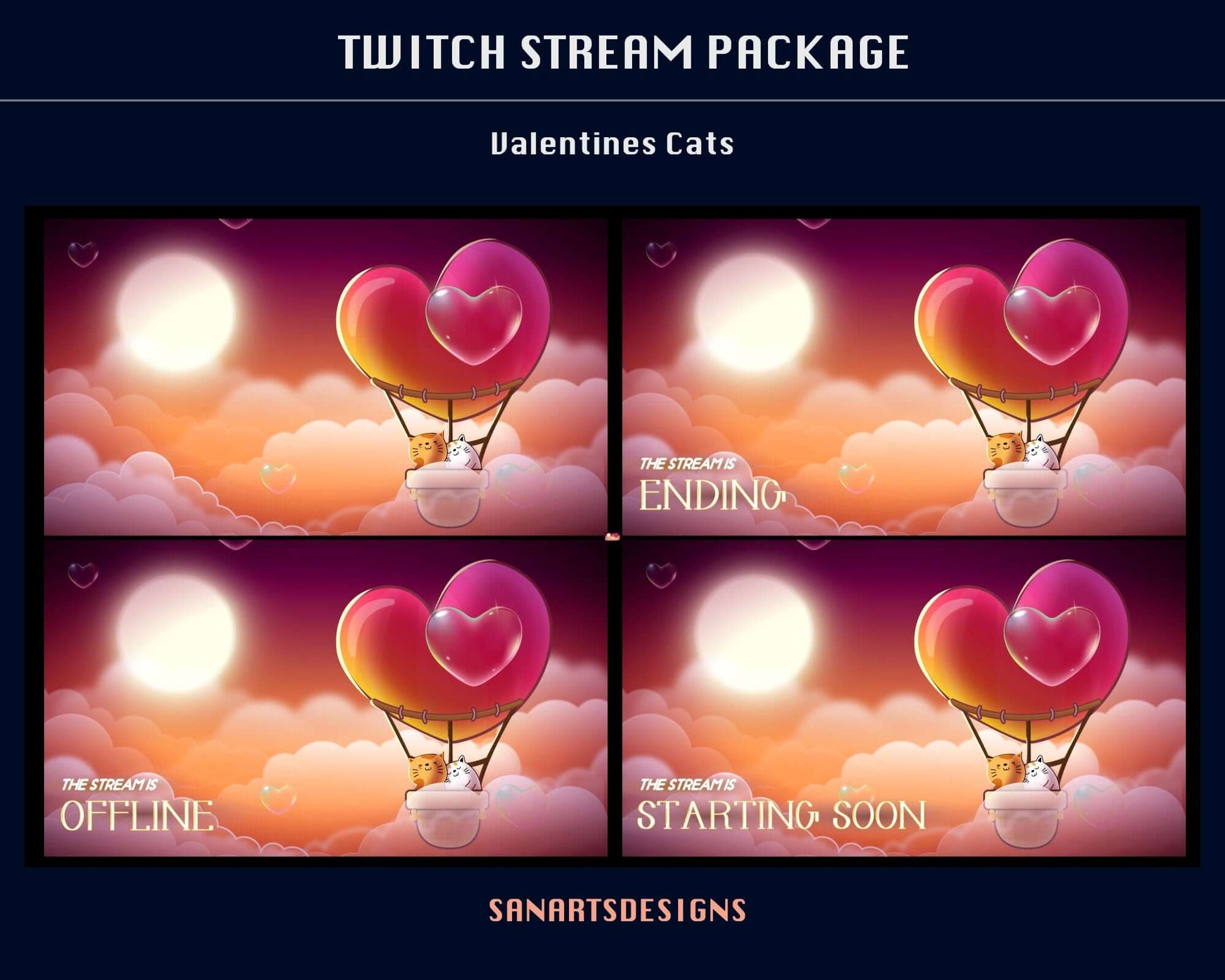 Animated Stream Package Valentines Cats - Package - Stream K-Arts
