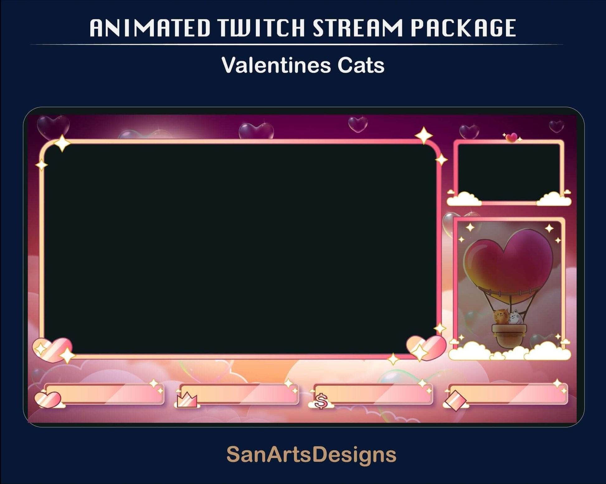 Animated Stream Package Valentines Cats - Package - Stream K-Arts
