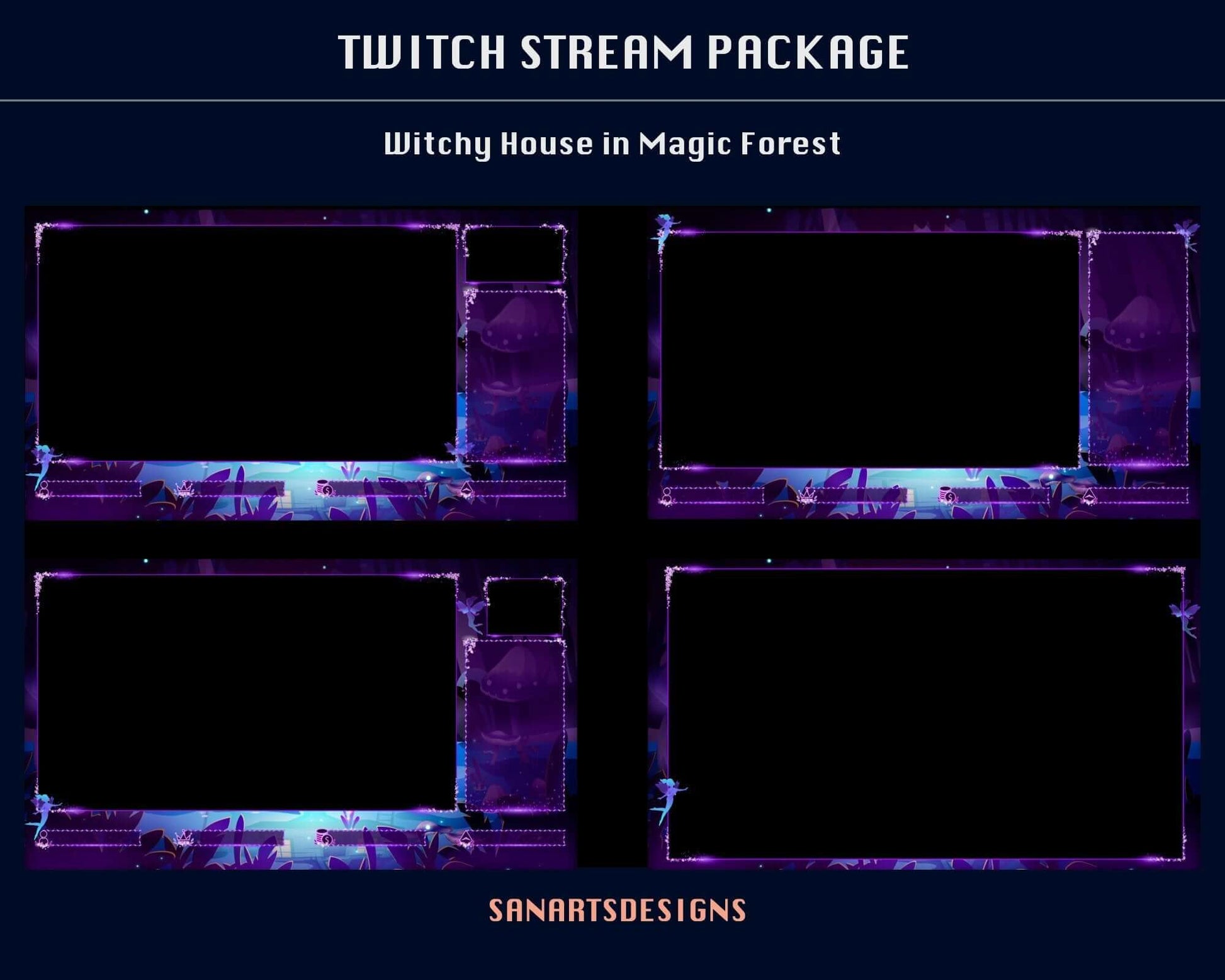 Animated Stream Package Witchy House in Magic Forest - Package - Stream K-Arts