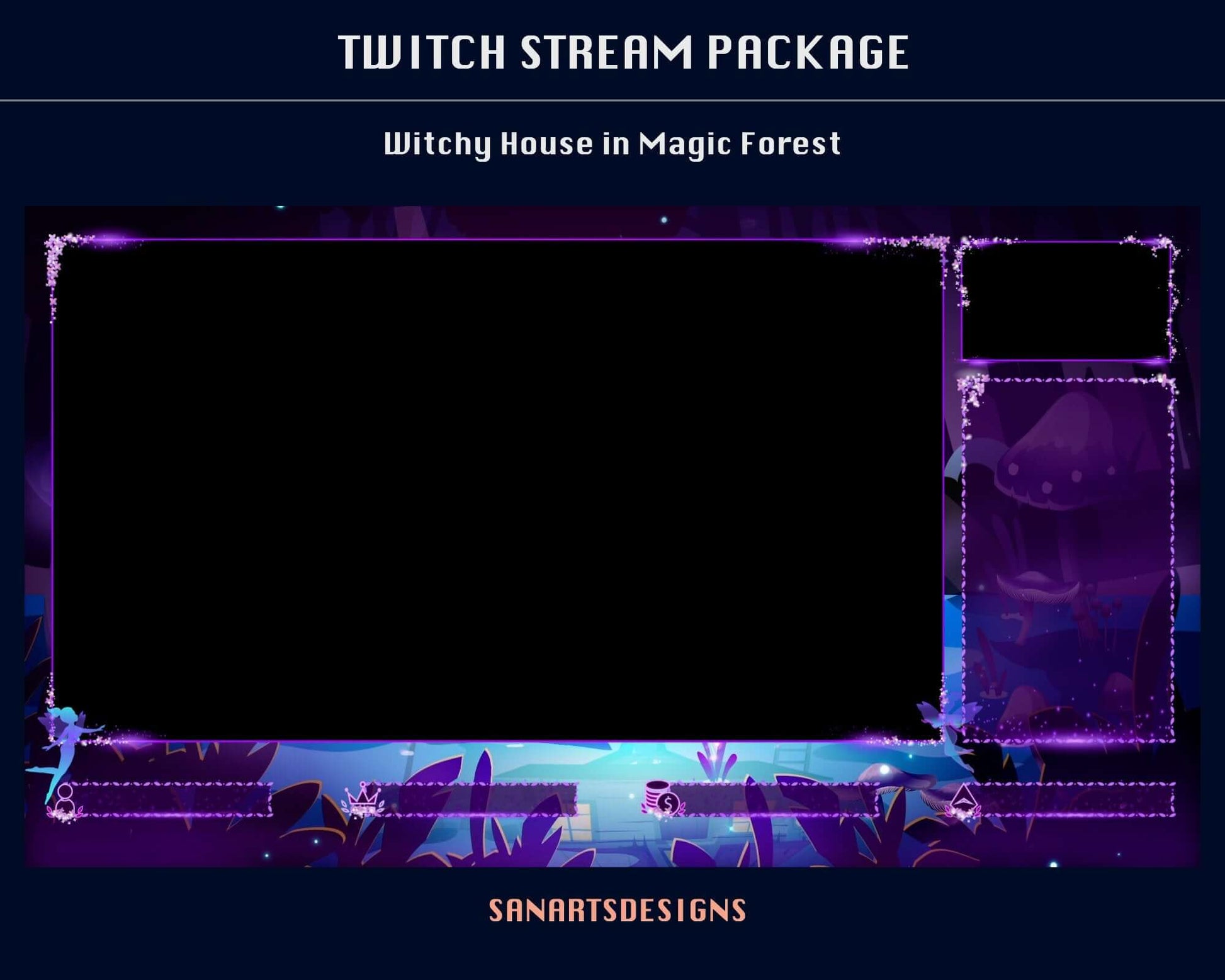 Animated Stream Package Witchy House in Magic Forest - Package - Stream K-Arts