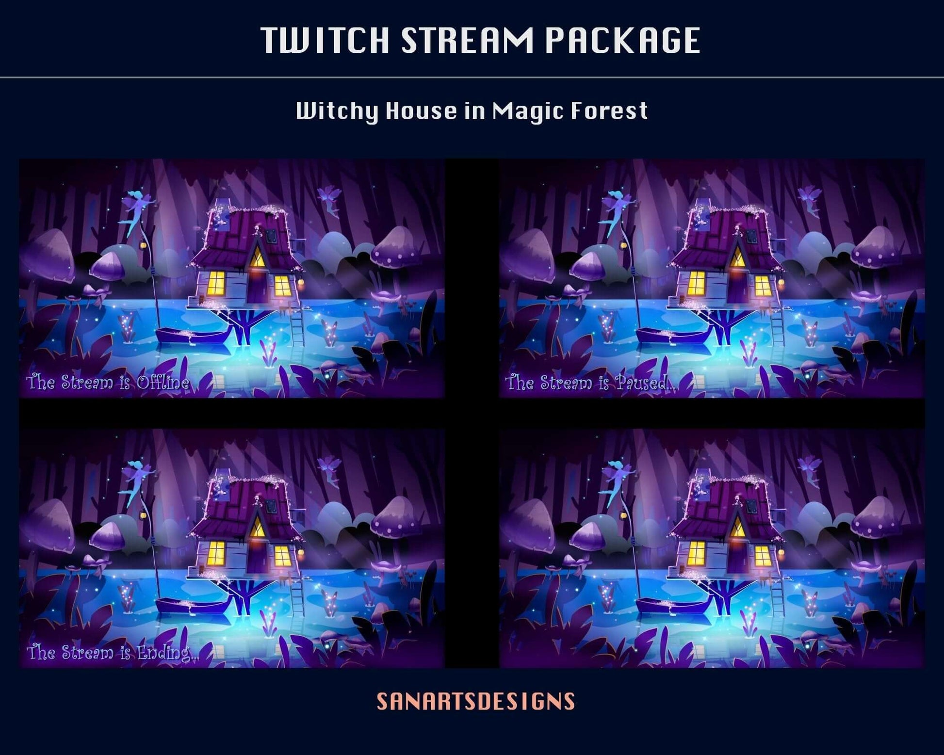 Animated Stream Package Witchy House in Magic Forest - Package - Stream K-Arts