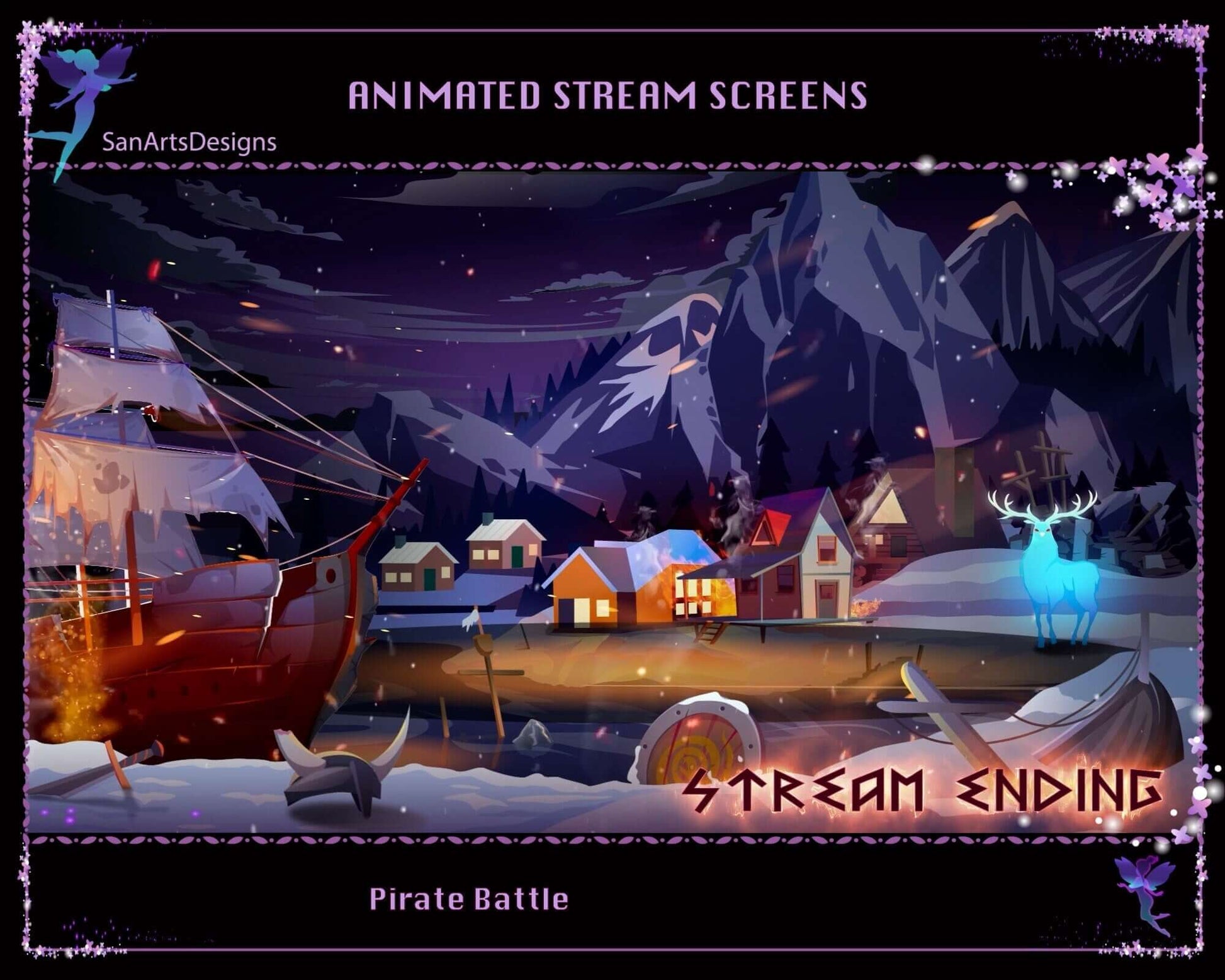 Animated Stream Scenes Pirate Battle - Overlay - Stream K-Arts