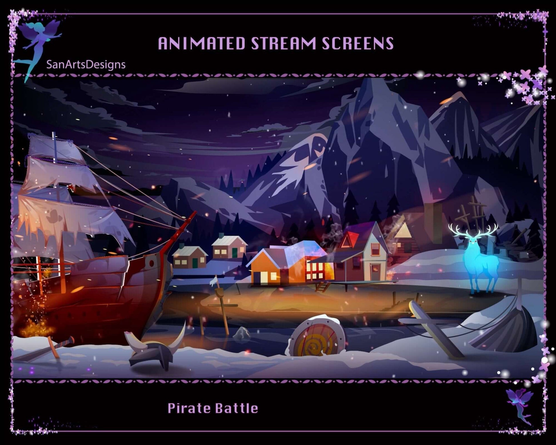 Animated Stream Scenes Pirate Battle - Overlay - Stream K-Arts