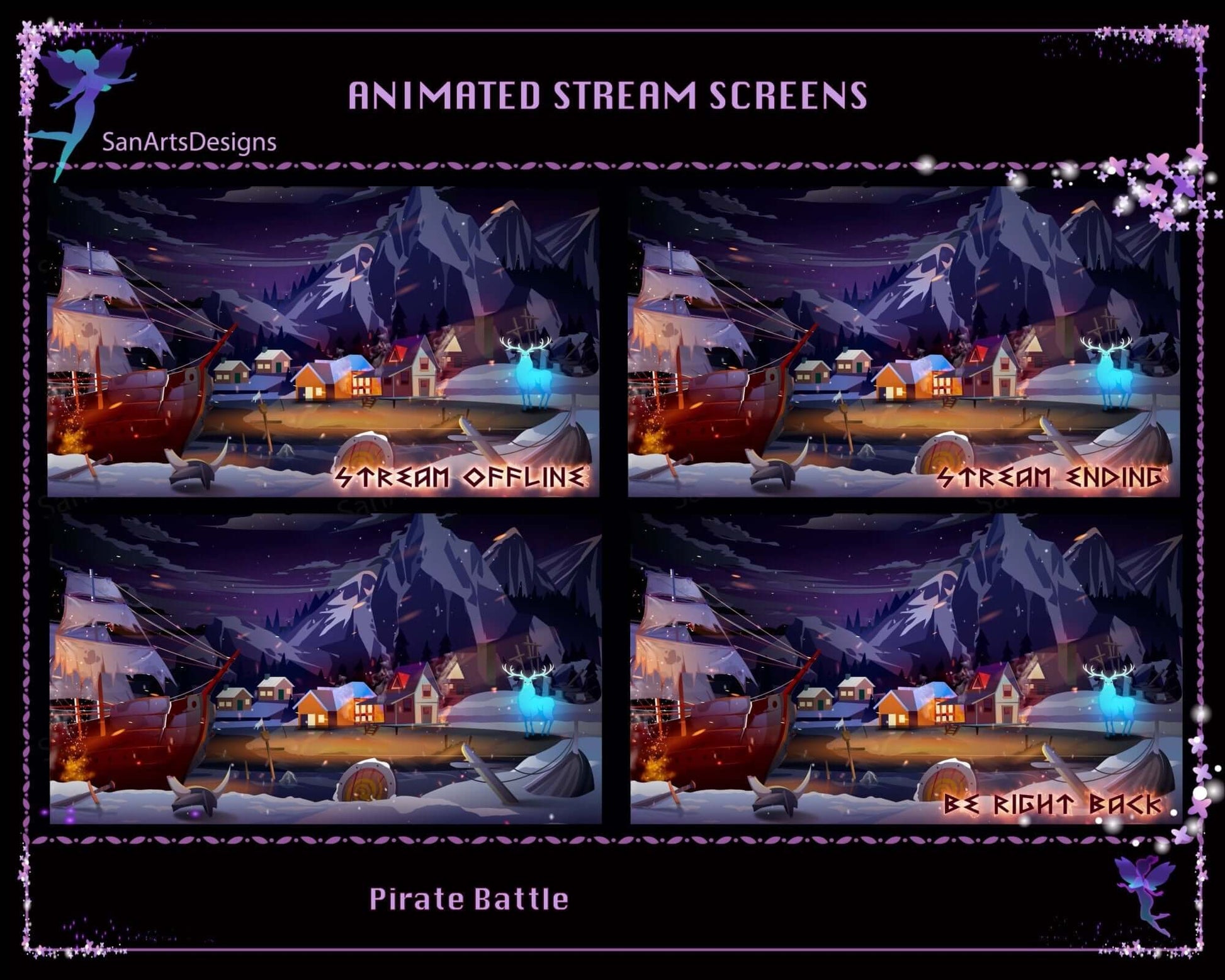 Animated Stream Scenes Pirate Battle - Overlay - Stream K-Arts