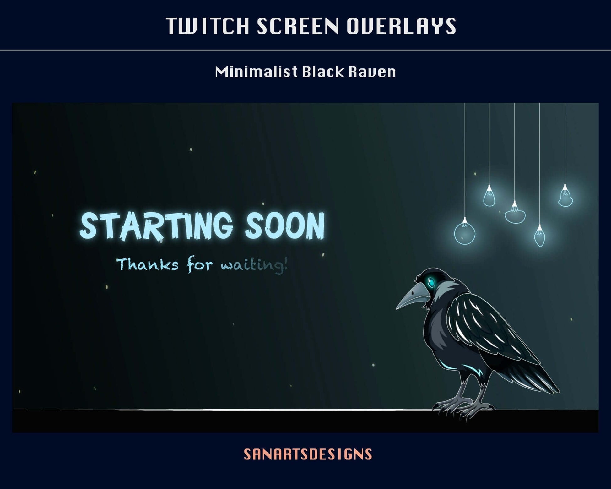 Animated Stream Screens Black Raven - Overlay - Stream K-Arts