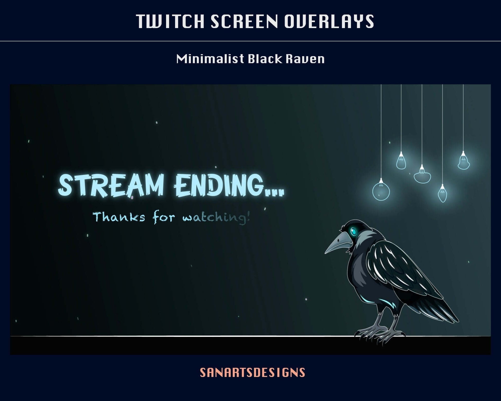 Animated Stream Screens Black Raven - Overlay - Stream K-Arts