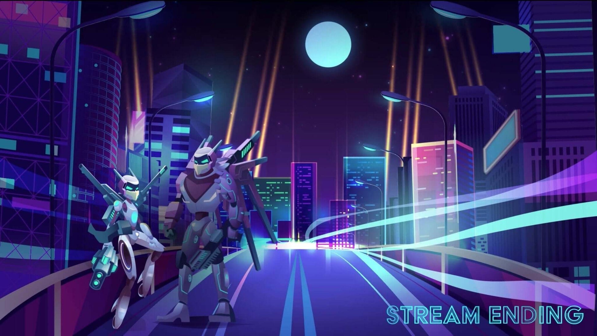 Animated Twitch Overlays Cyber City Robots - Overlay - Stream K-Arts