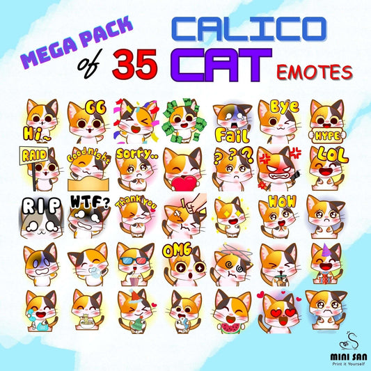 Calico Cat Emotes Pack - Static Emotes - Stream K-Arts