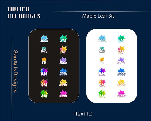 Colorful Maple Leaves Twitch Bit Badges - BitBadges - Stream K-Arts